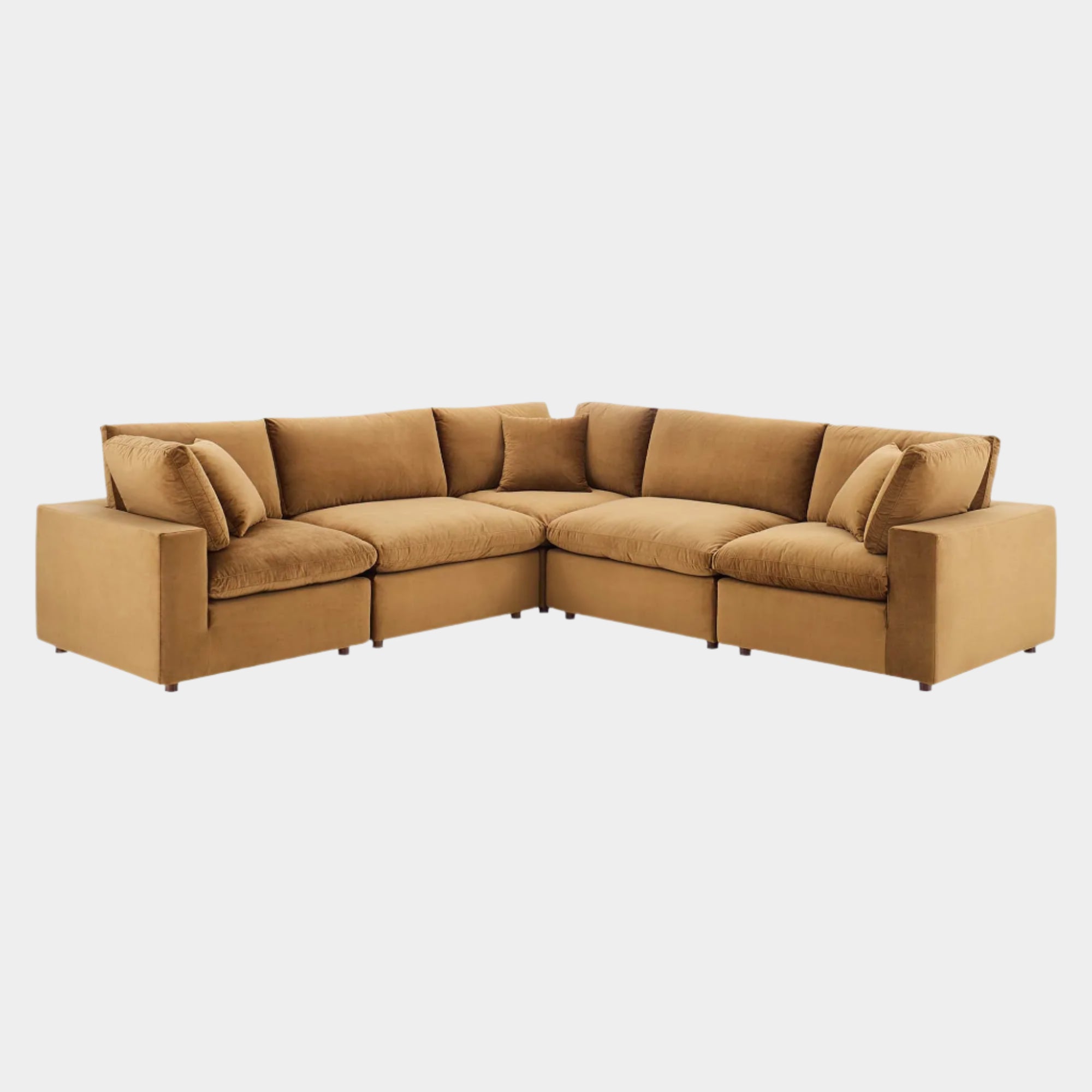 Commix Down Filled Overstuffed Performance Velvet 5-Piece Sectional Sofa