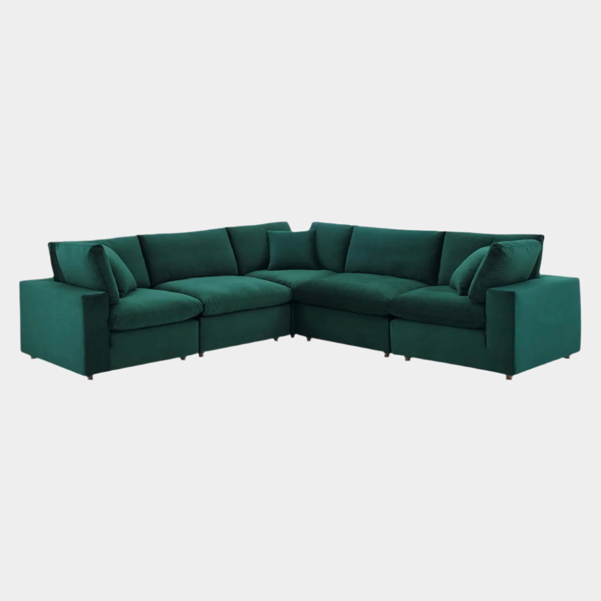 Commix Down Filled Overstuffed Performance Velvet 5-Piece Sectional Sofa