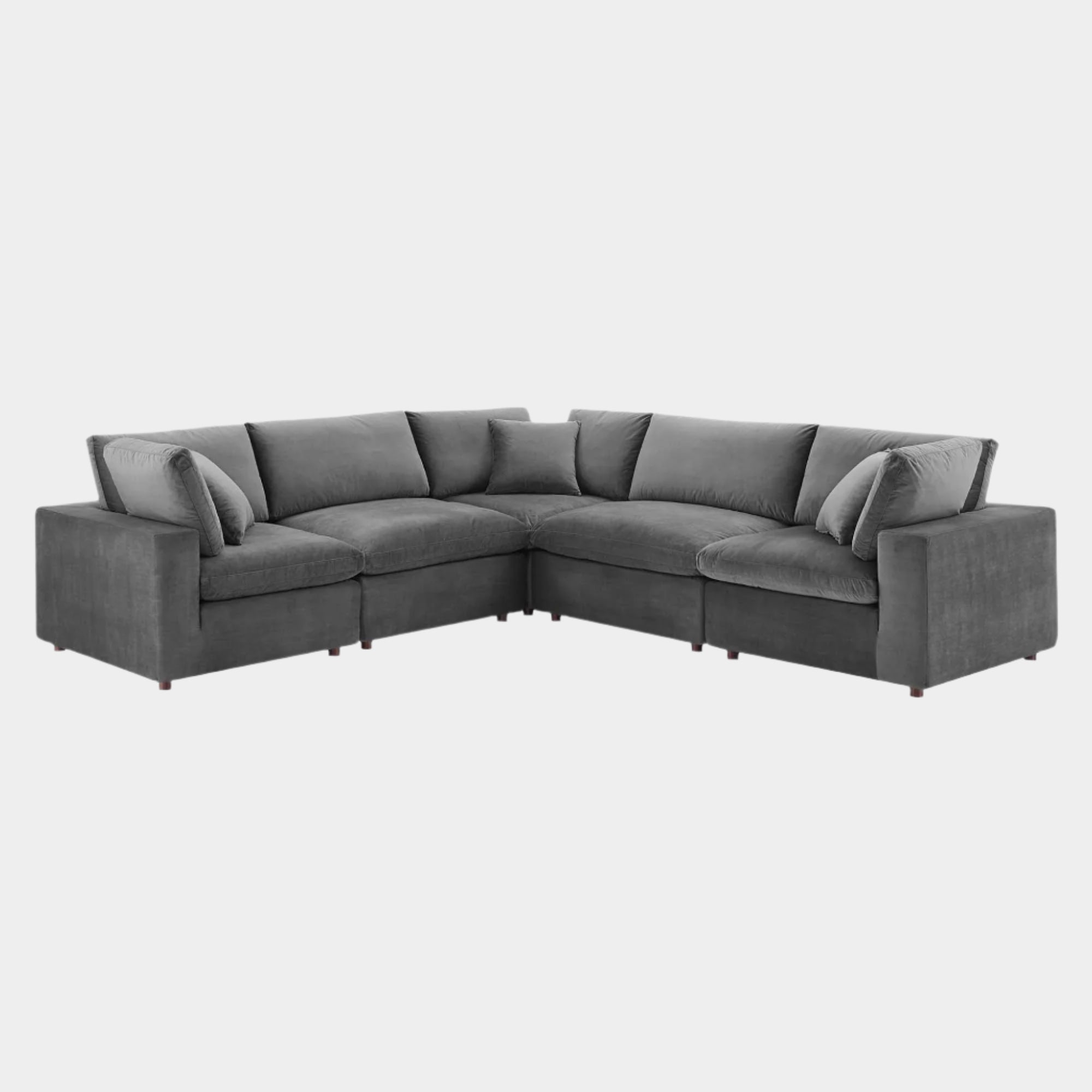 Commix Down Filled Overstuffed Performance Velvet 5-Piece Sectional Sofa