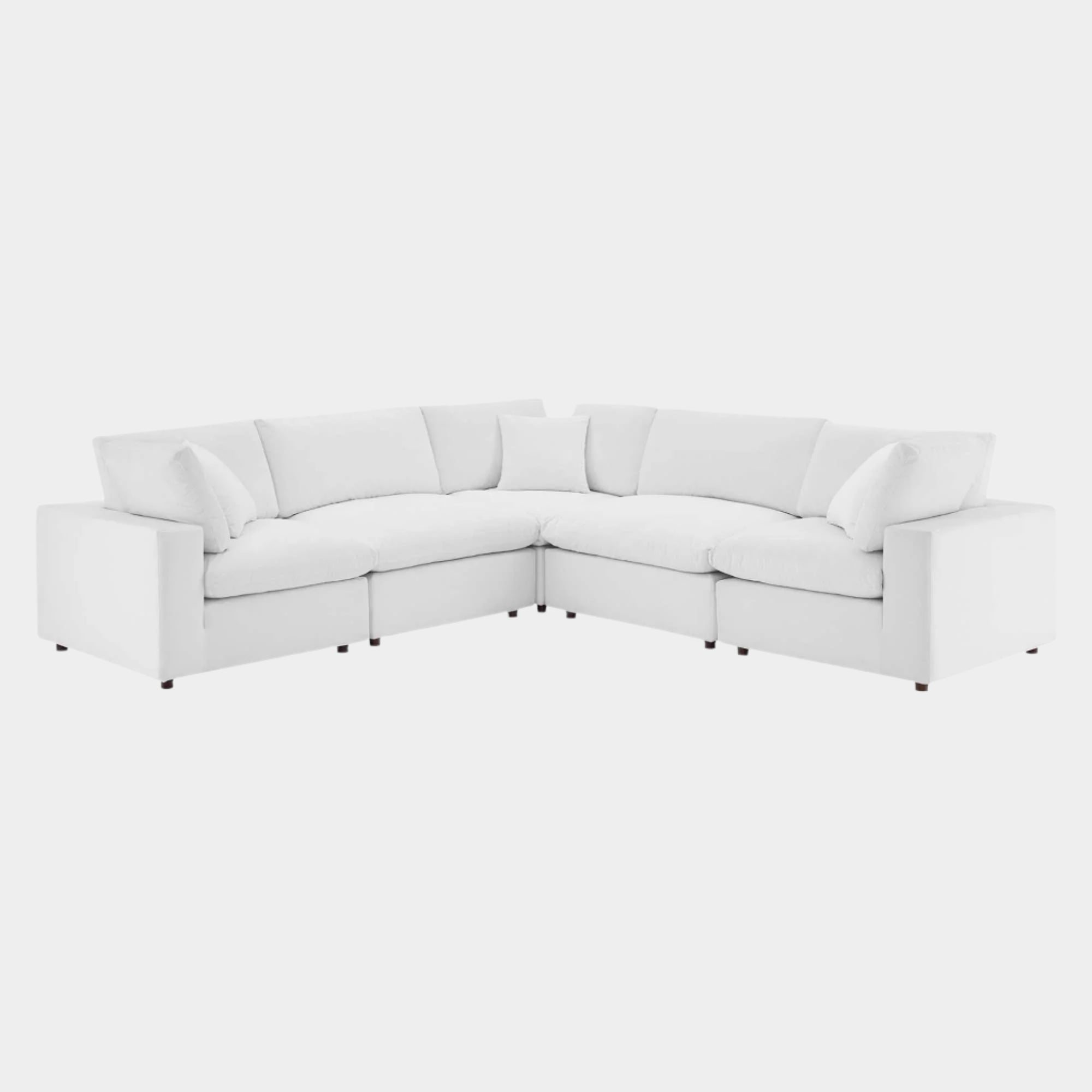 Commix Down Filled Overstuffed Performance Velvet 5-Piece Sectional Sofa