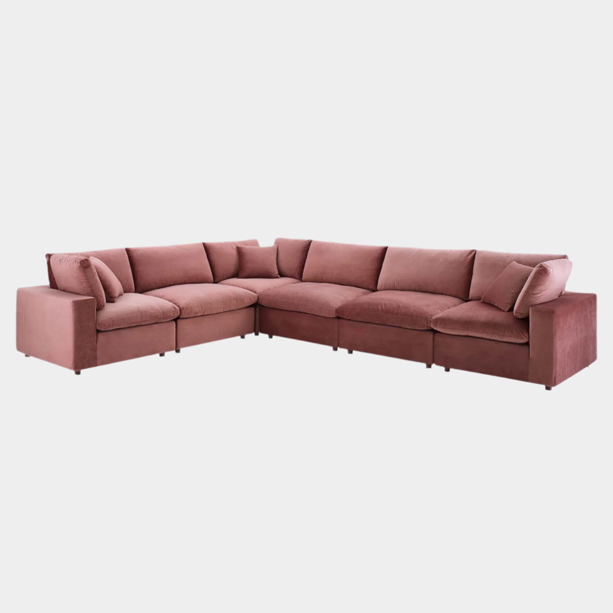 Commix Down Filled Overstuffed Performance Velvet 6-Piece Sectional Sofa