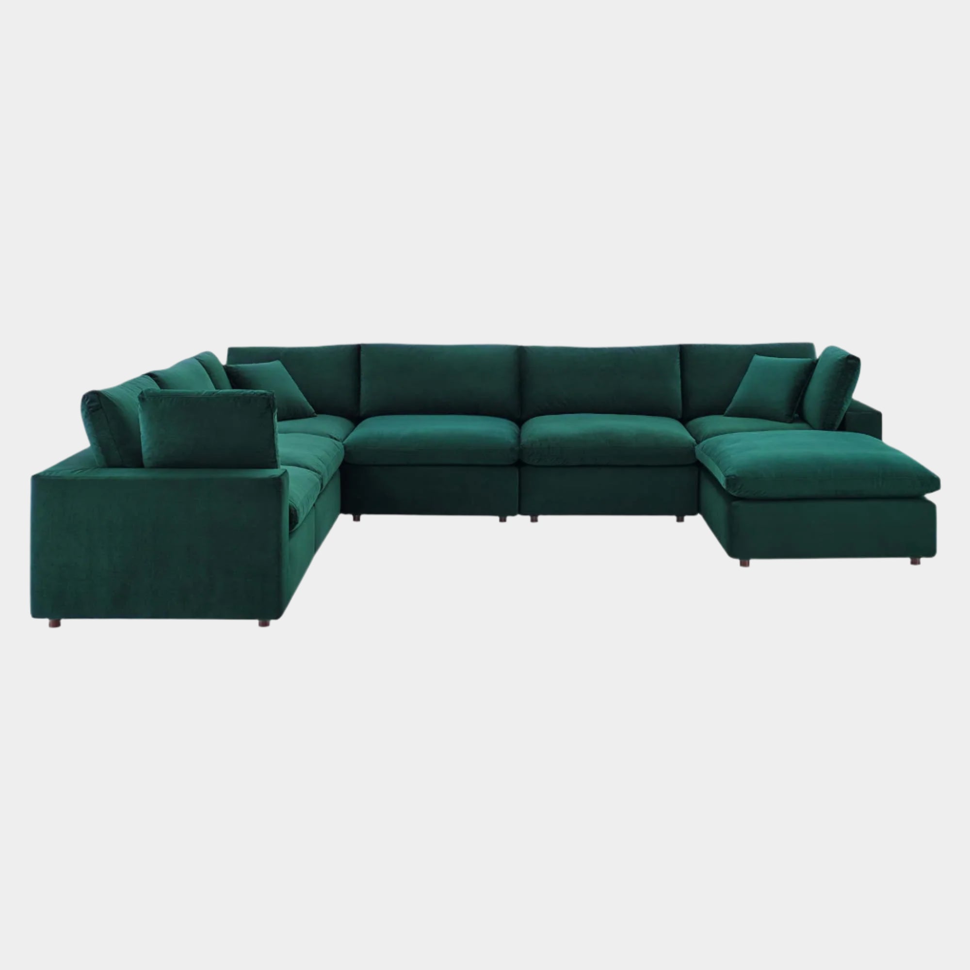 Commix 7-Piece Down Filled Overstuffed Performance Velvet Sectional Sofa