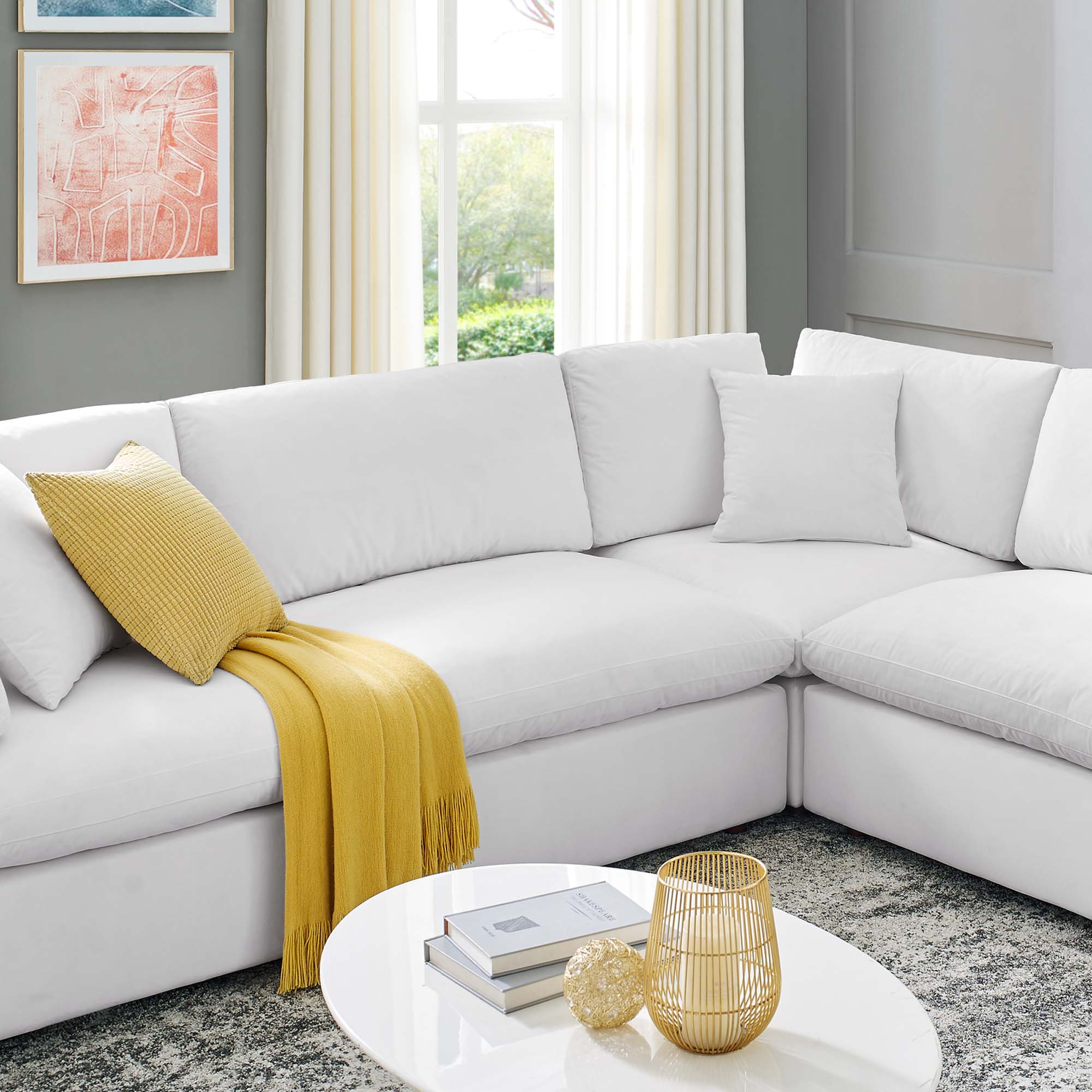 Commix Down Filled Overstuffed Performance Velvet 8-Piece Sectional Sofa