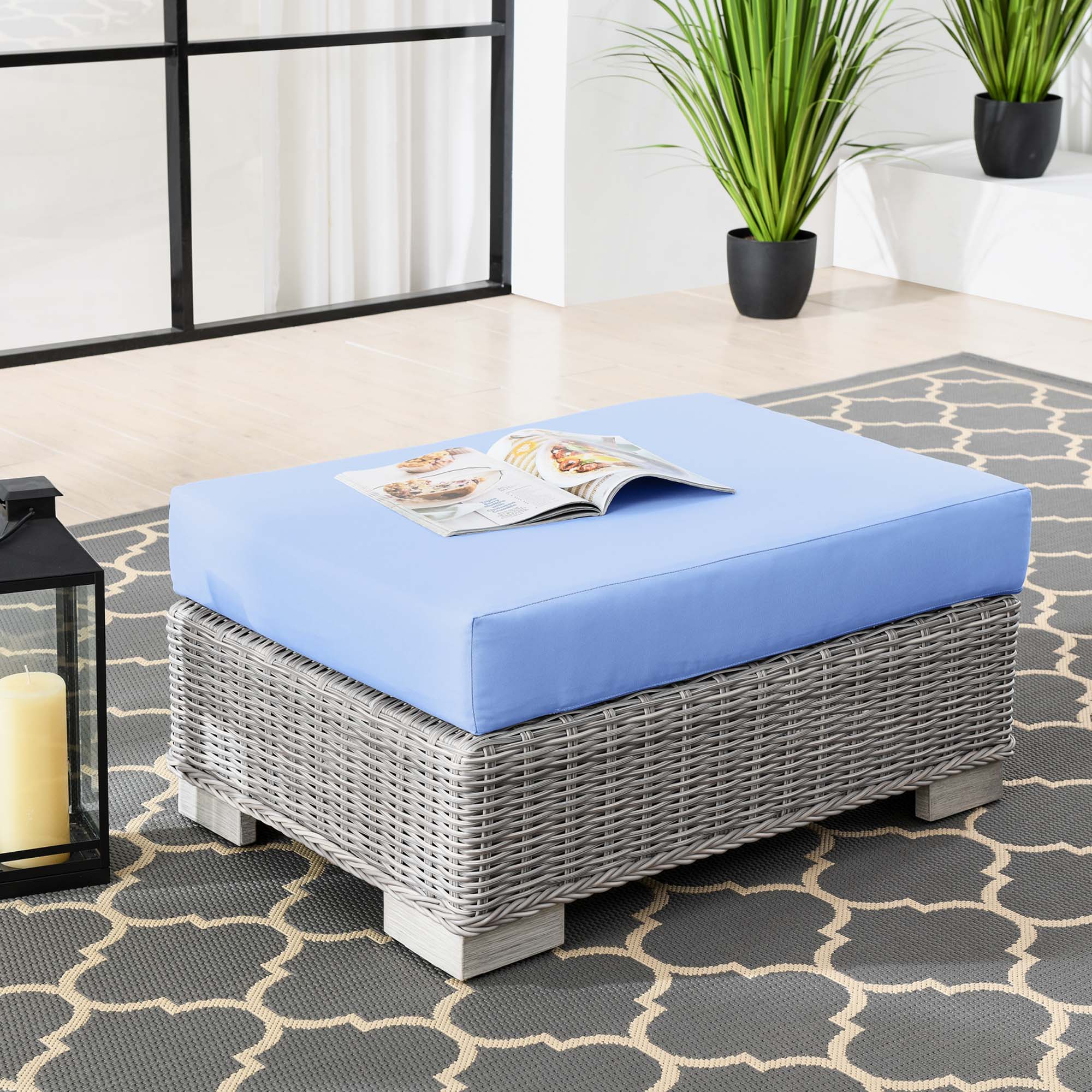 Conway Outdoor Patio Wicker Rattan Ottoman