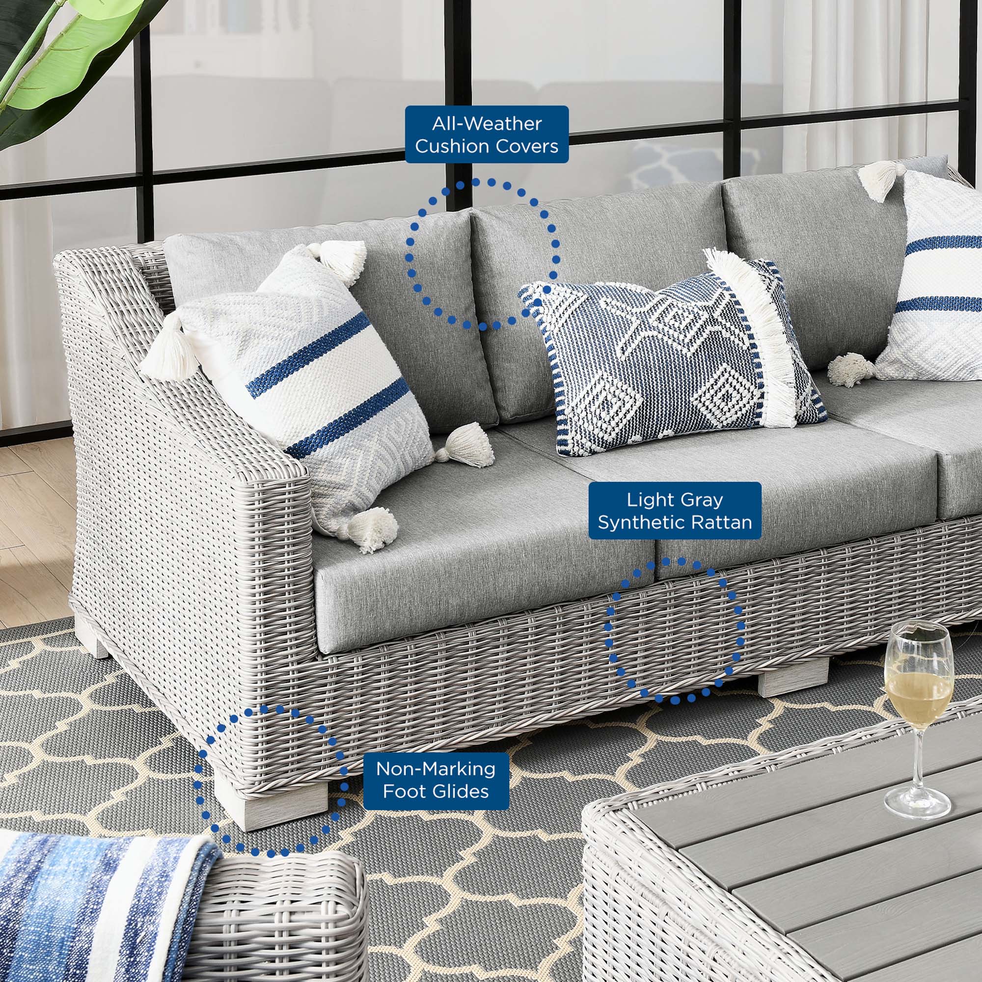 Conway Outdoor Patio Wicker Rattan Sofa