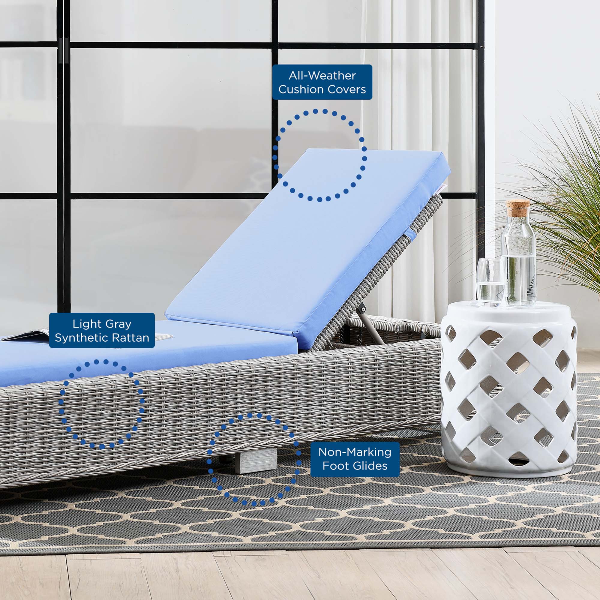 Conway Outdoor Patio Wicker Rattan Chaise Lounge