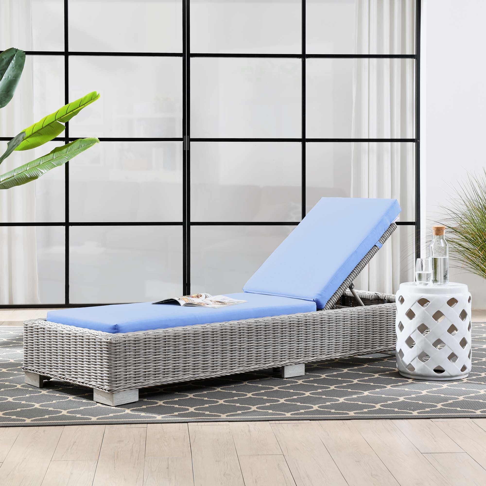 Conway Outdoor Patio Wicker Rattan Chaise Lounge