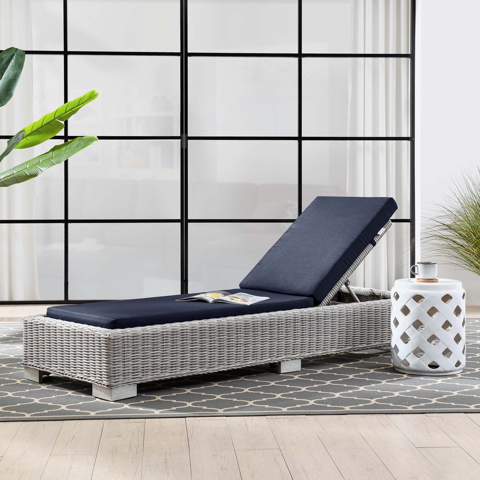 Conway Outdoor Patio Wicker Rattan Chaise Lounge