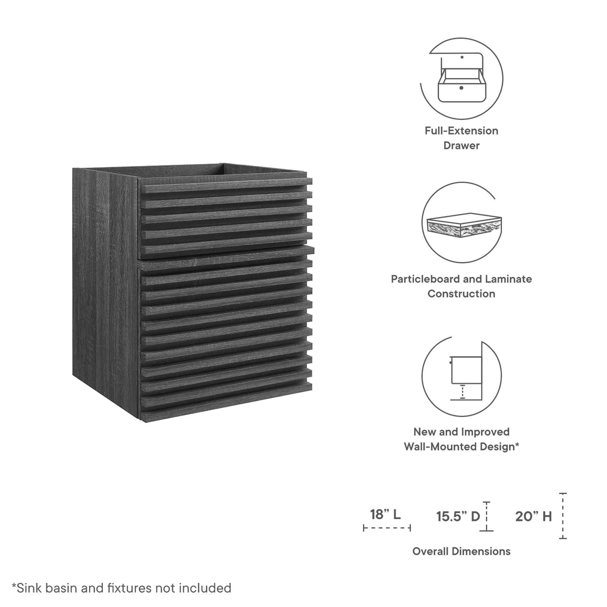 Render Wall-Mount Bathroom Vanity Cabinet Basin Not Included