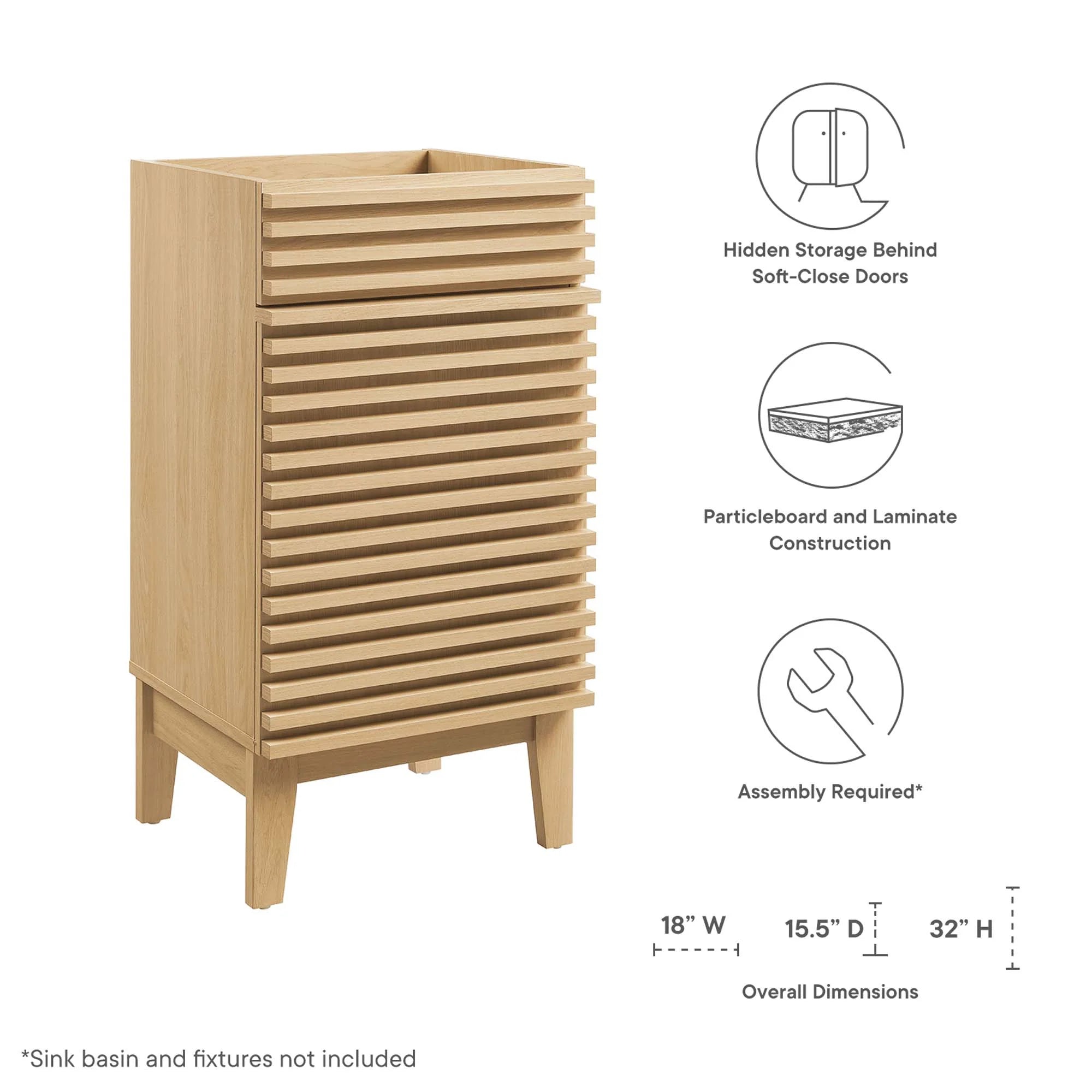 Meubles de salle de bain en bois avec vasque non incluse