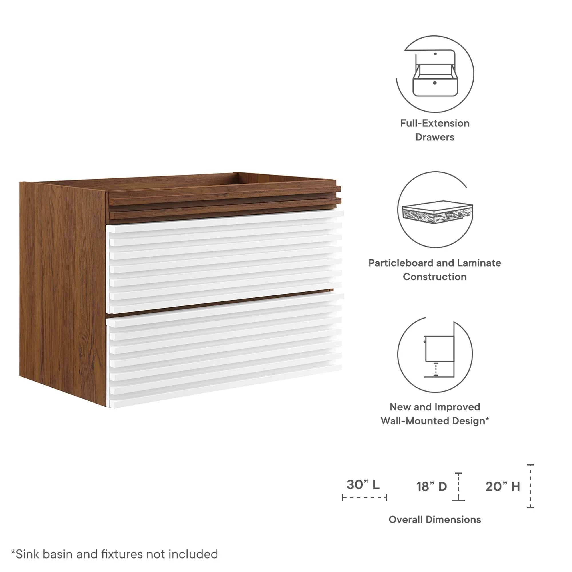 Render Wall-Mount Bathroom Vanity Cabinet Basin Not Included