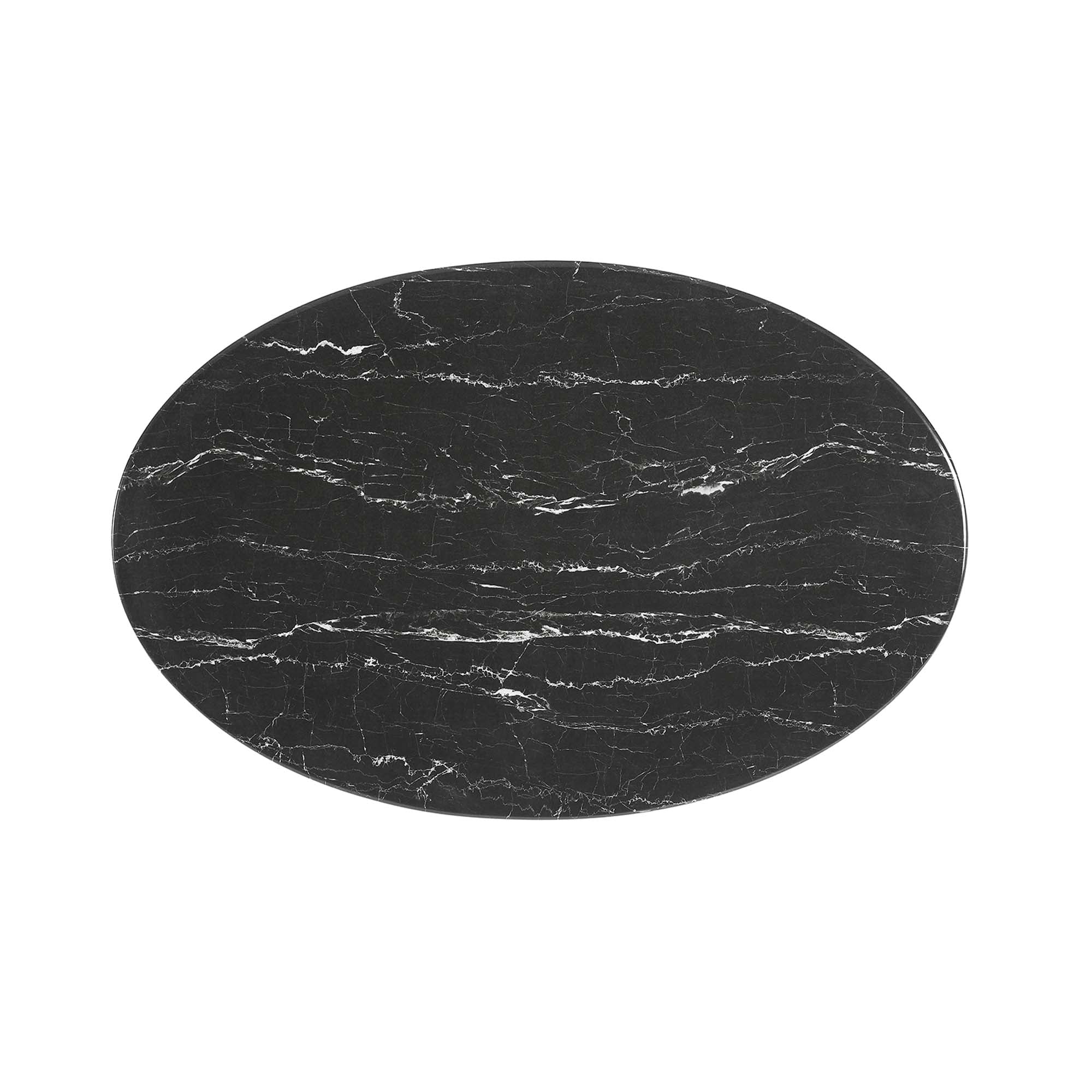 Lippa 42" Oval Artificial Marble Dining Table in Black Black