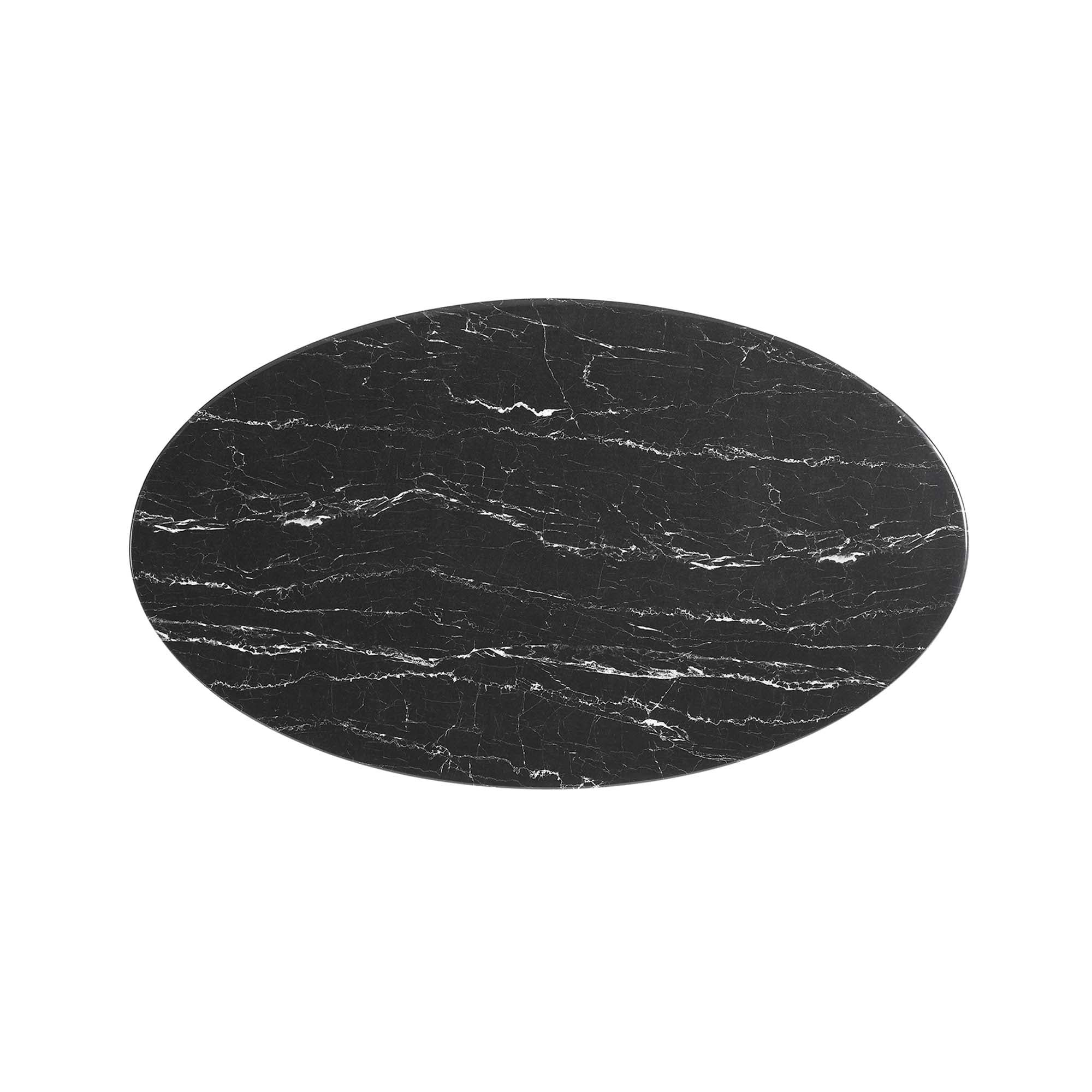 Lippa 48" Oval Artificial Marble Dining Table in Black Black