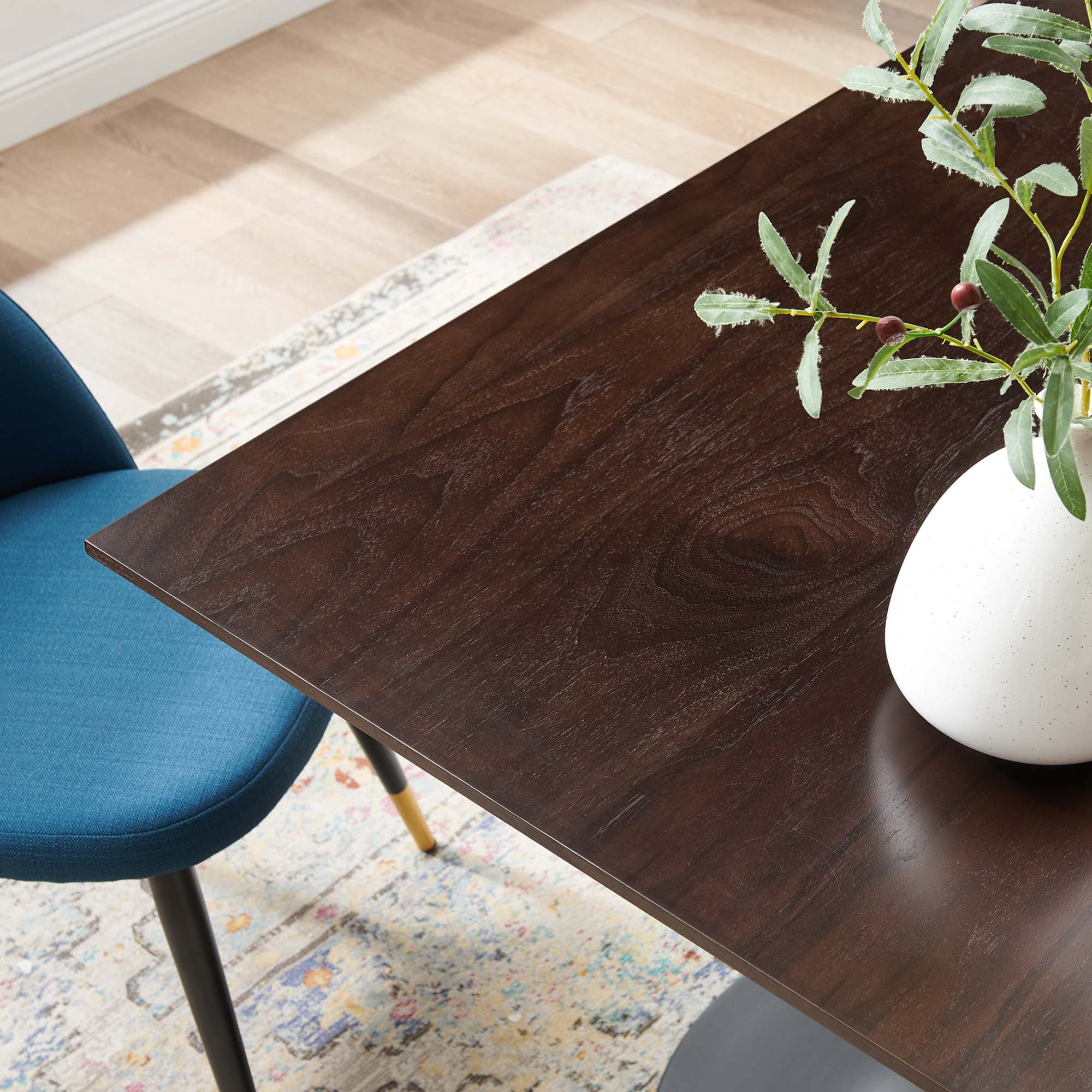 Lippa 47" Wood Square Dining Table in Black Cherry Walnut