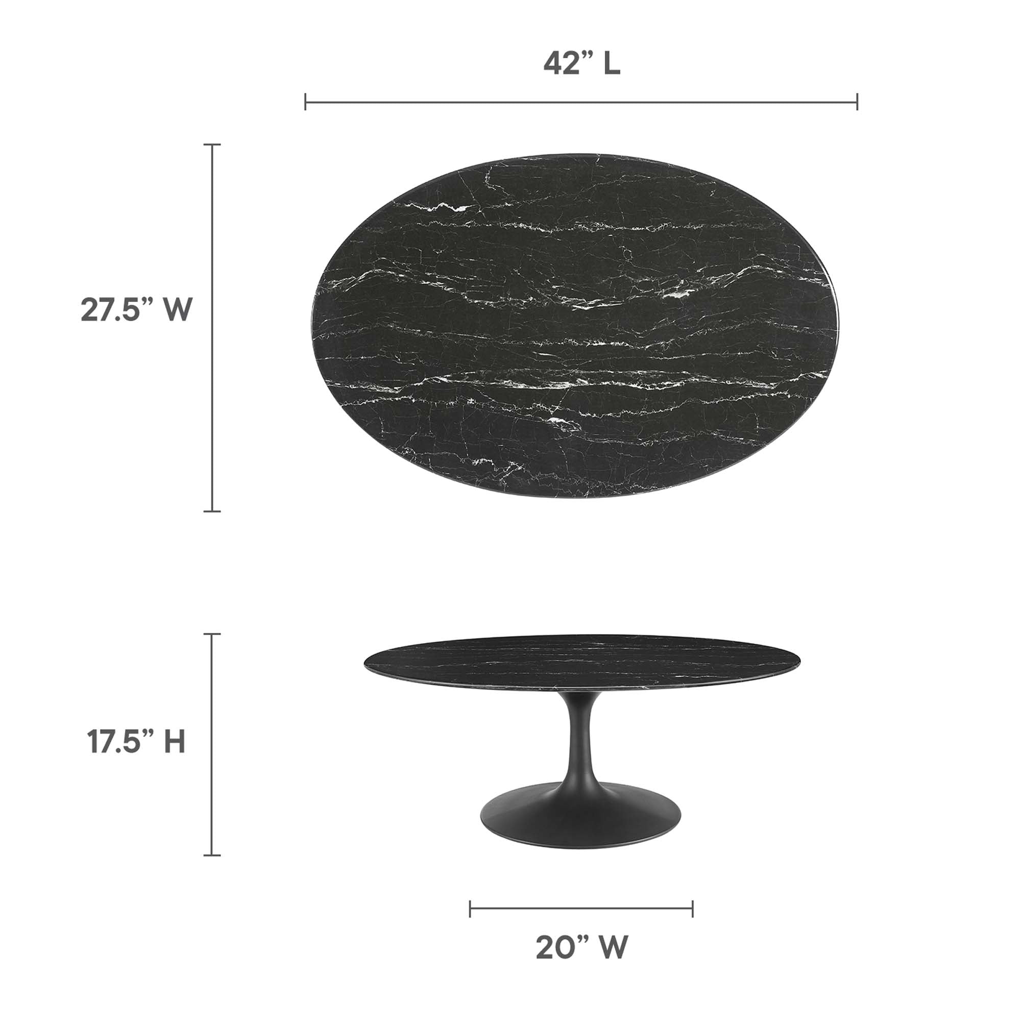 Oval Faux Marble Coffee Table