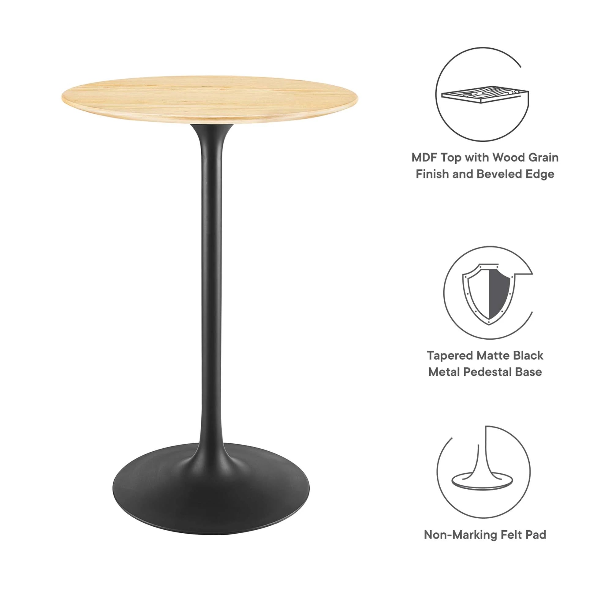 Lippa Round Wood Bar Table