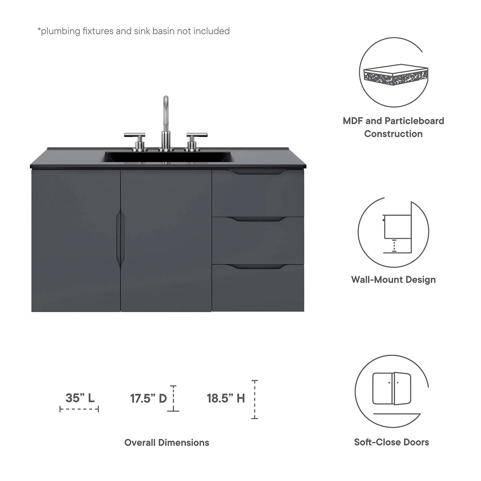 Meuble-lavabo de salle de bain Vitality Lavabo non inclus