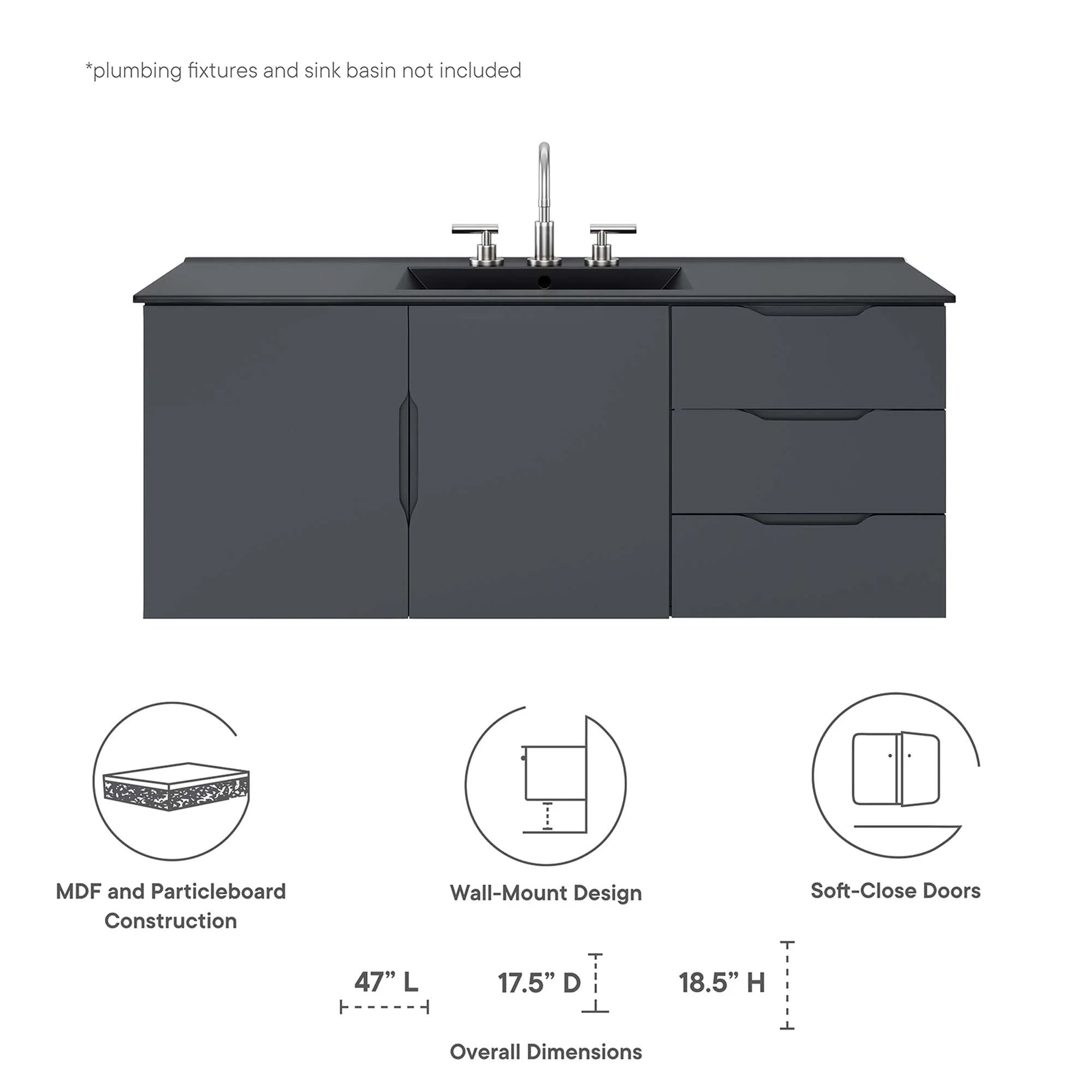 Meuble-lavabo de salle de bain Vitality Lavabo non inclus