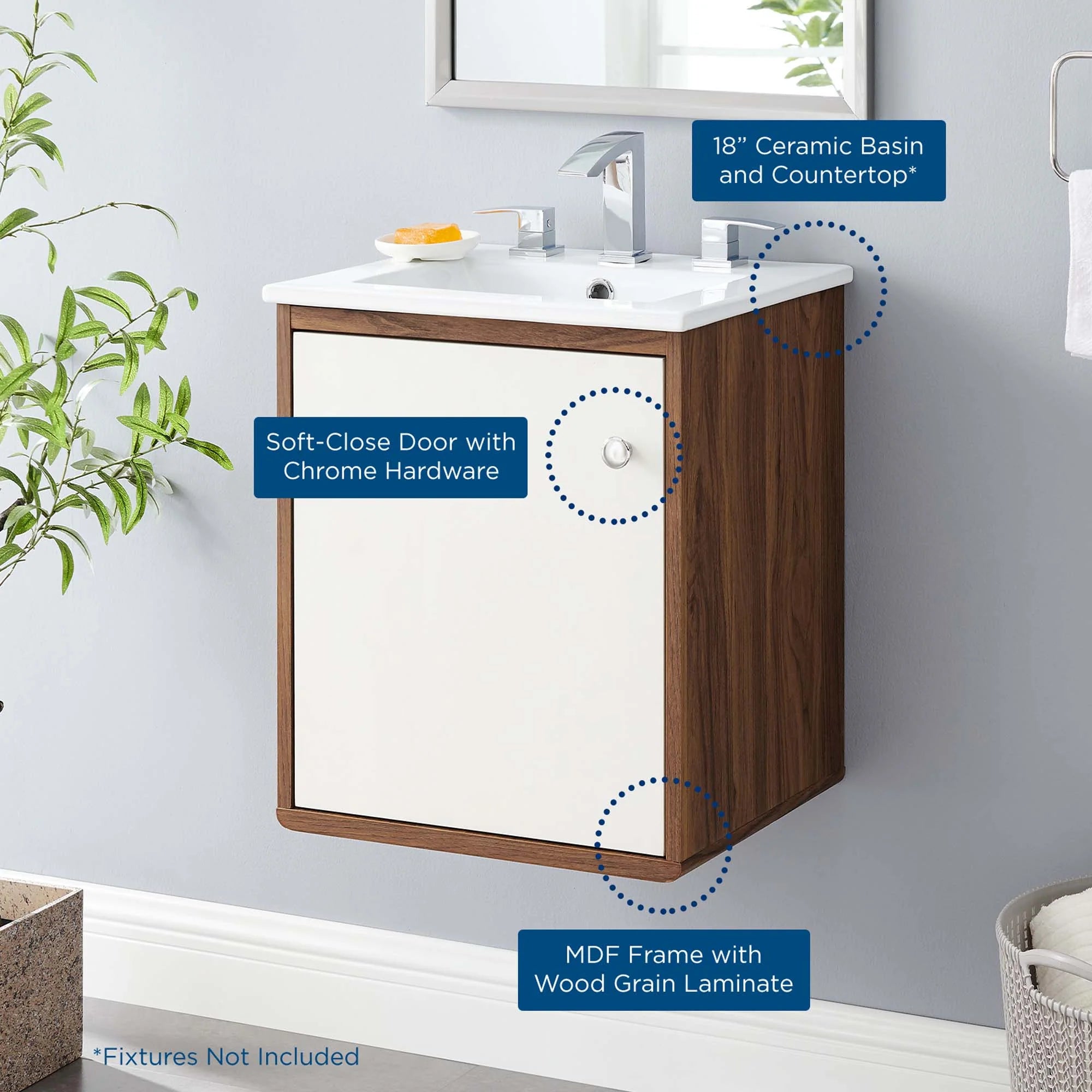 Transmit Wall-Mount Bathroom Vanity Basin Included