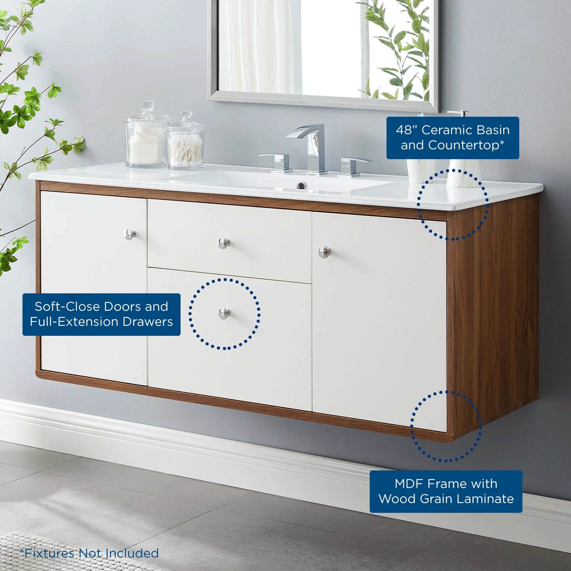 Transmit Wall-Mount Bathroom Vanity Basin Included