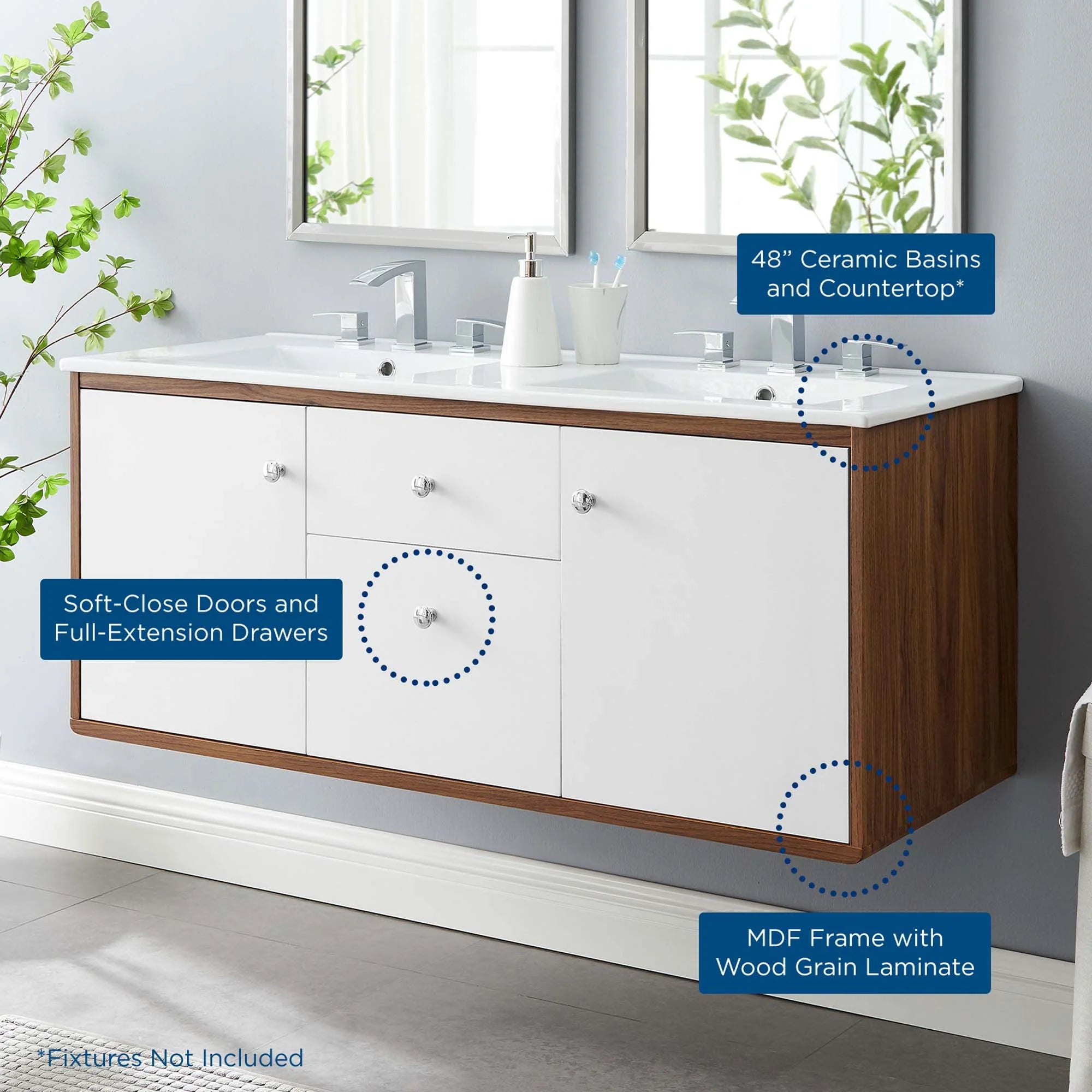 Transmit Wall-Mount Bathroom Vanity Basin Included