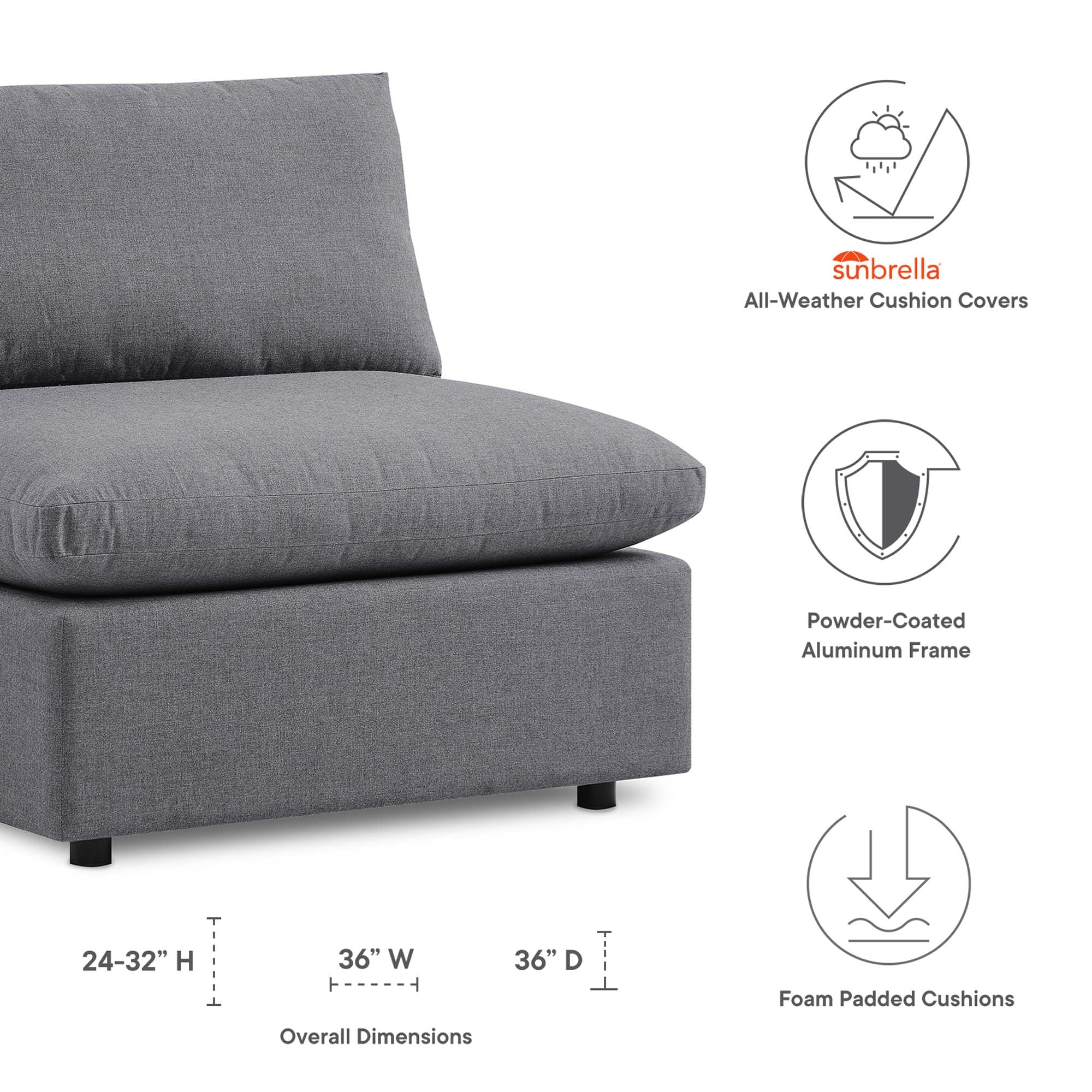 Commix Sunbrella® Outdoor Patio Armless