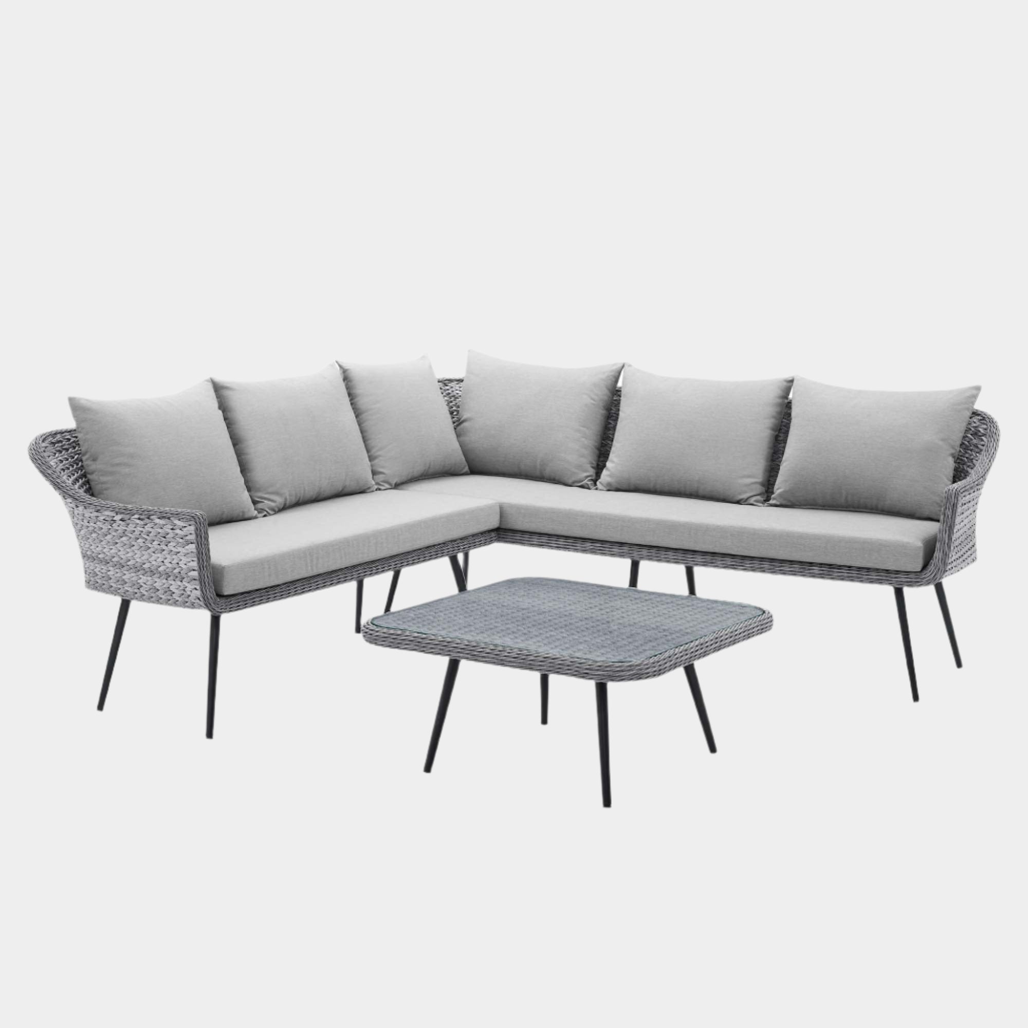 Endeavor Wicker Rattan Outdoor Patio Wicker Rattan Seating Set in Gray Gray