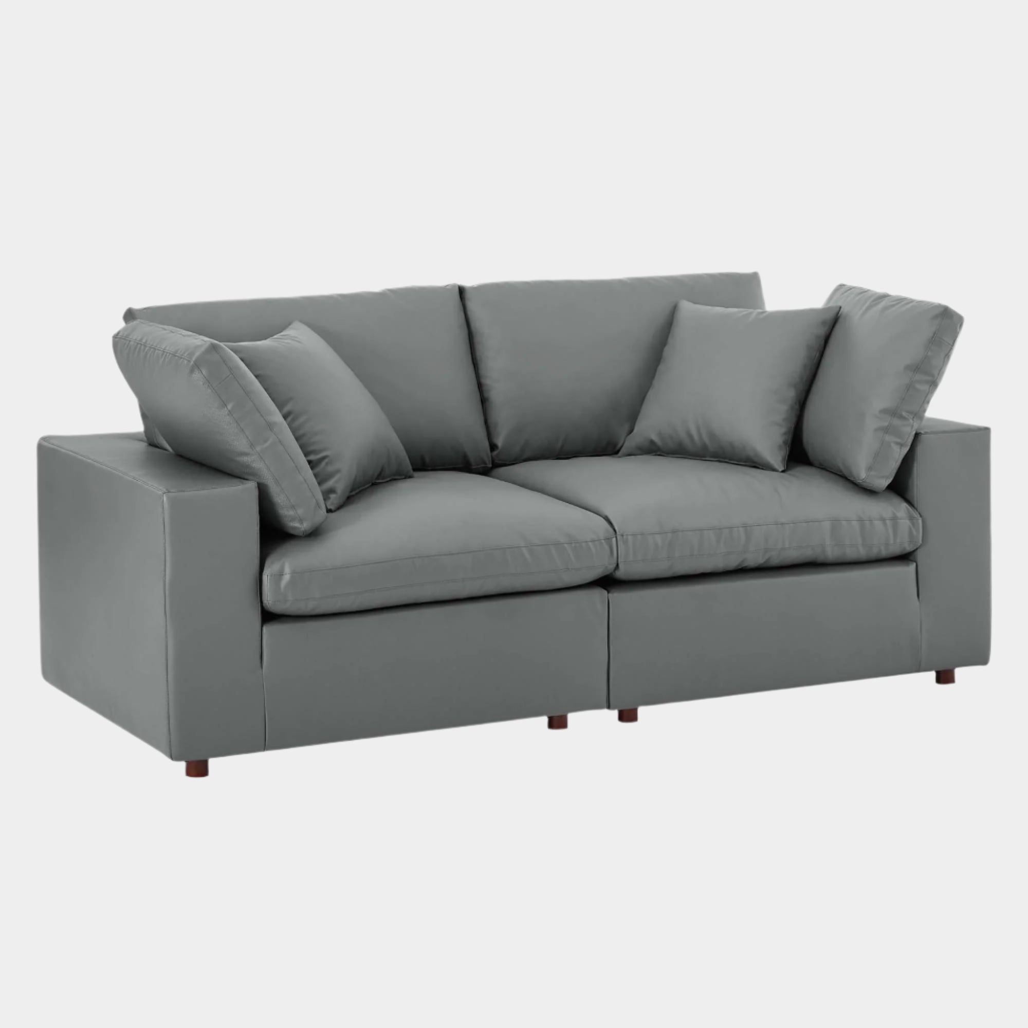 Commix Down Filled Overstuffed Vegan Leather Loveseat