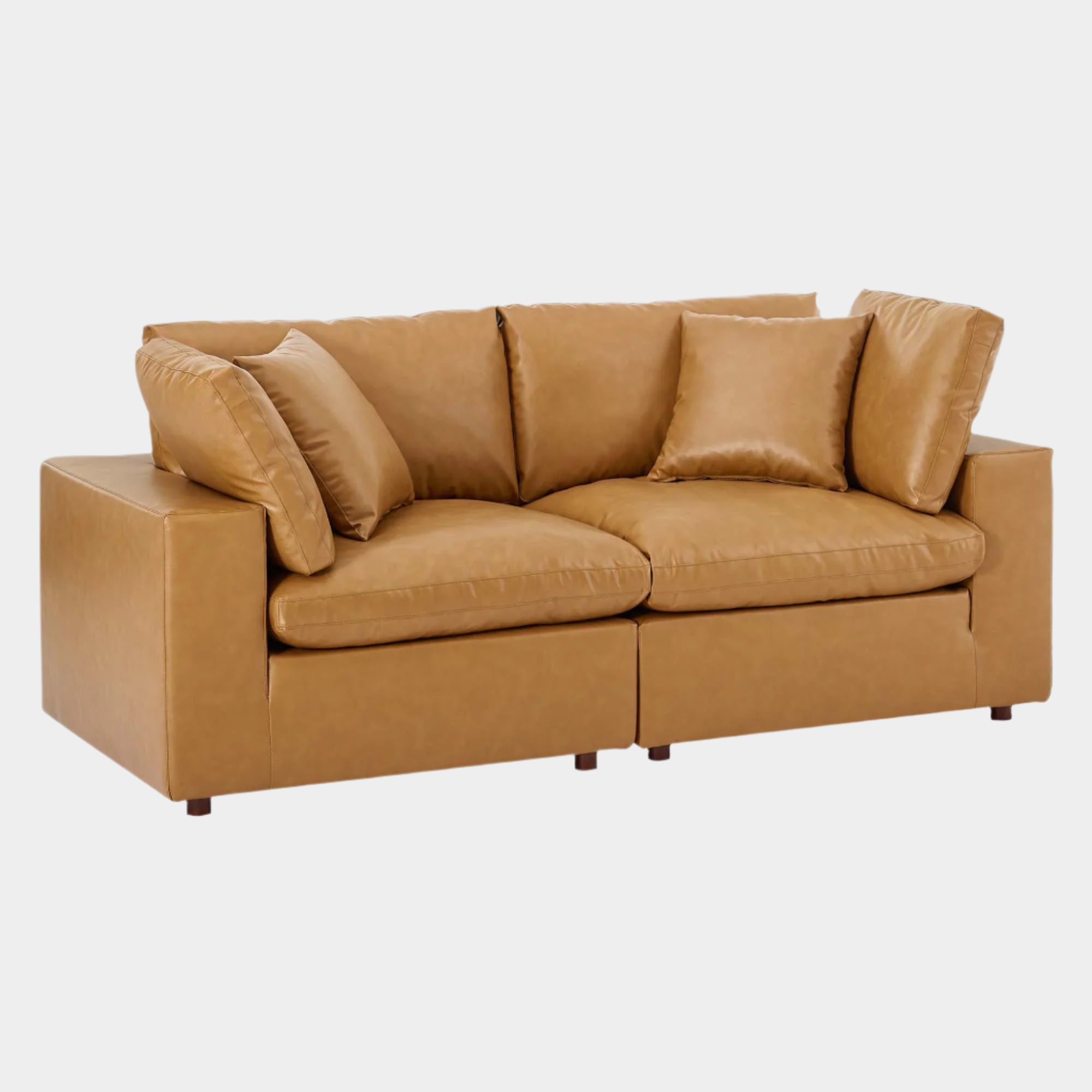 Commix Down Filled Overstuffed Vegan Leather Loveseat