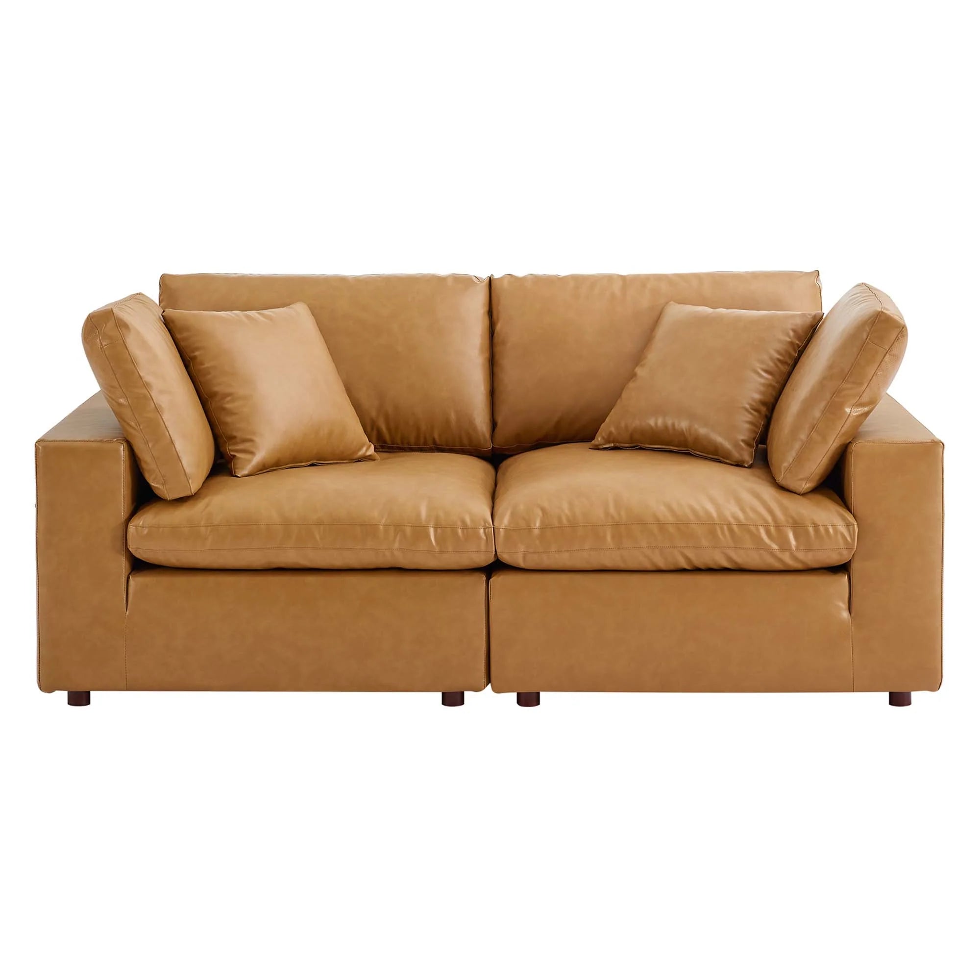 Commix Down Filled Overstuffed Vegan Leather Loveseat