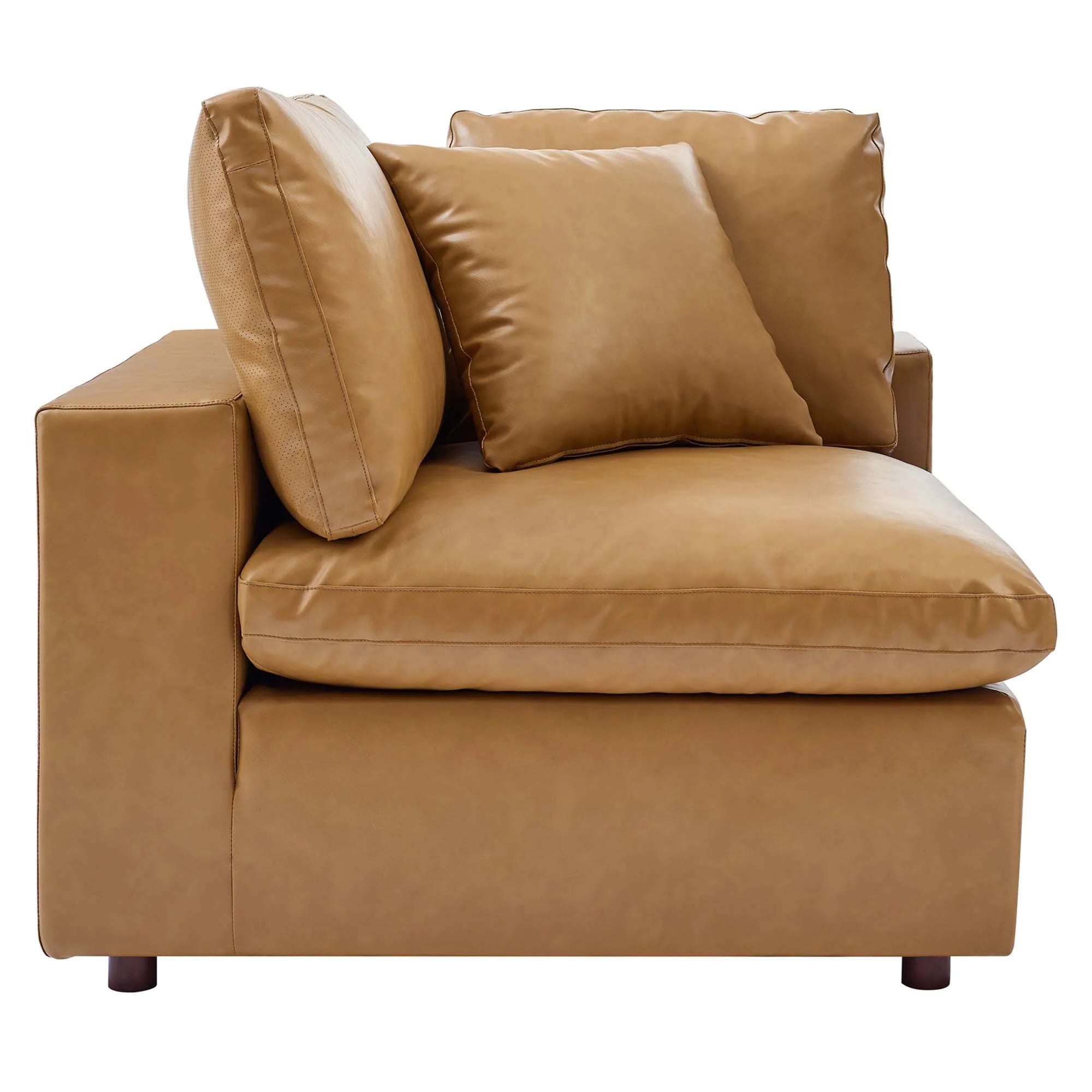 Commix Down Filled Overstuffed Vegan Leather Loveseat