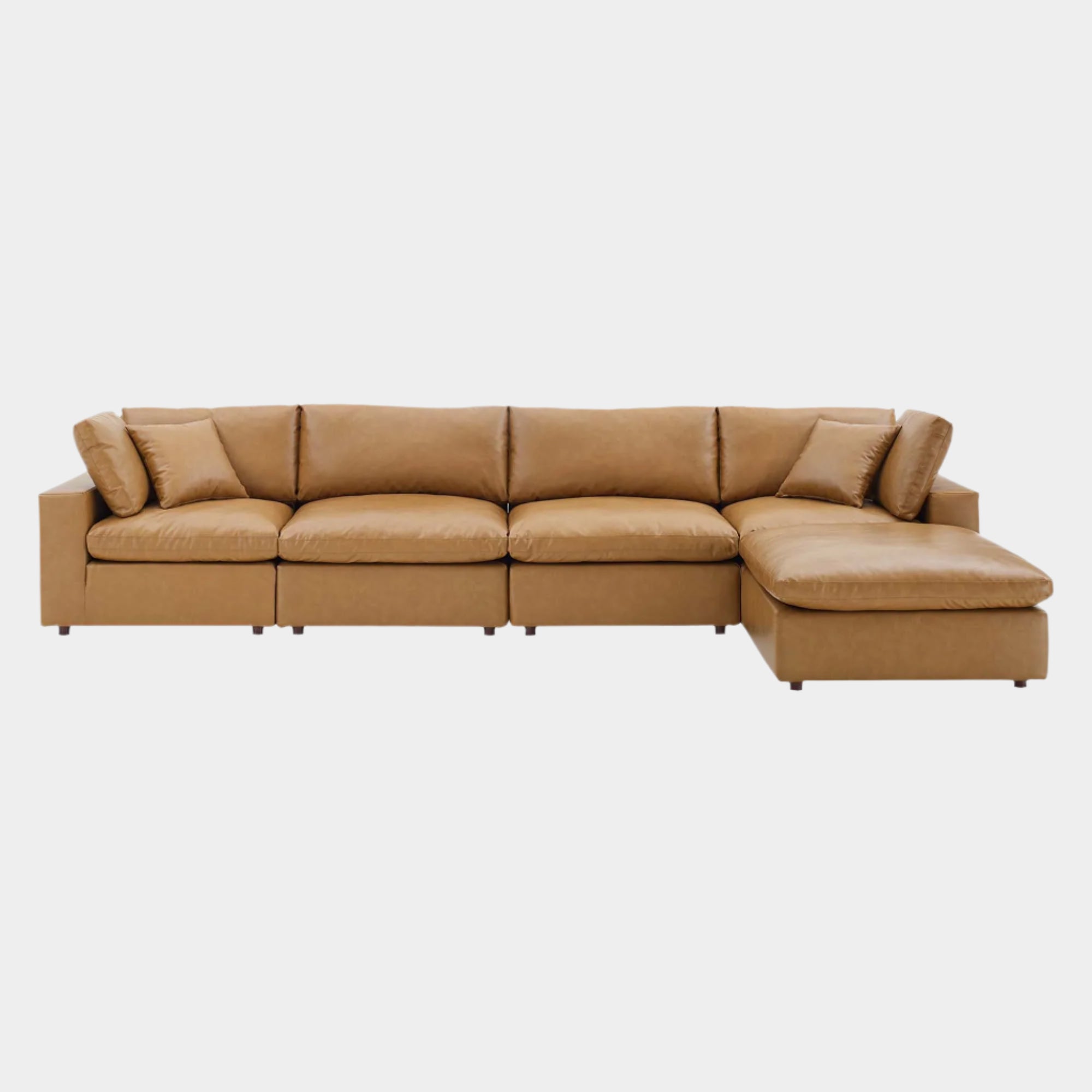 Commix Down Filled Overstuffed Vegan Leather 5-Piece Sectional Sofa