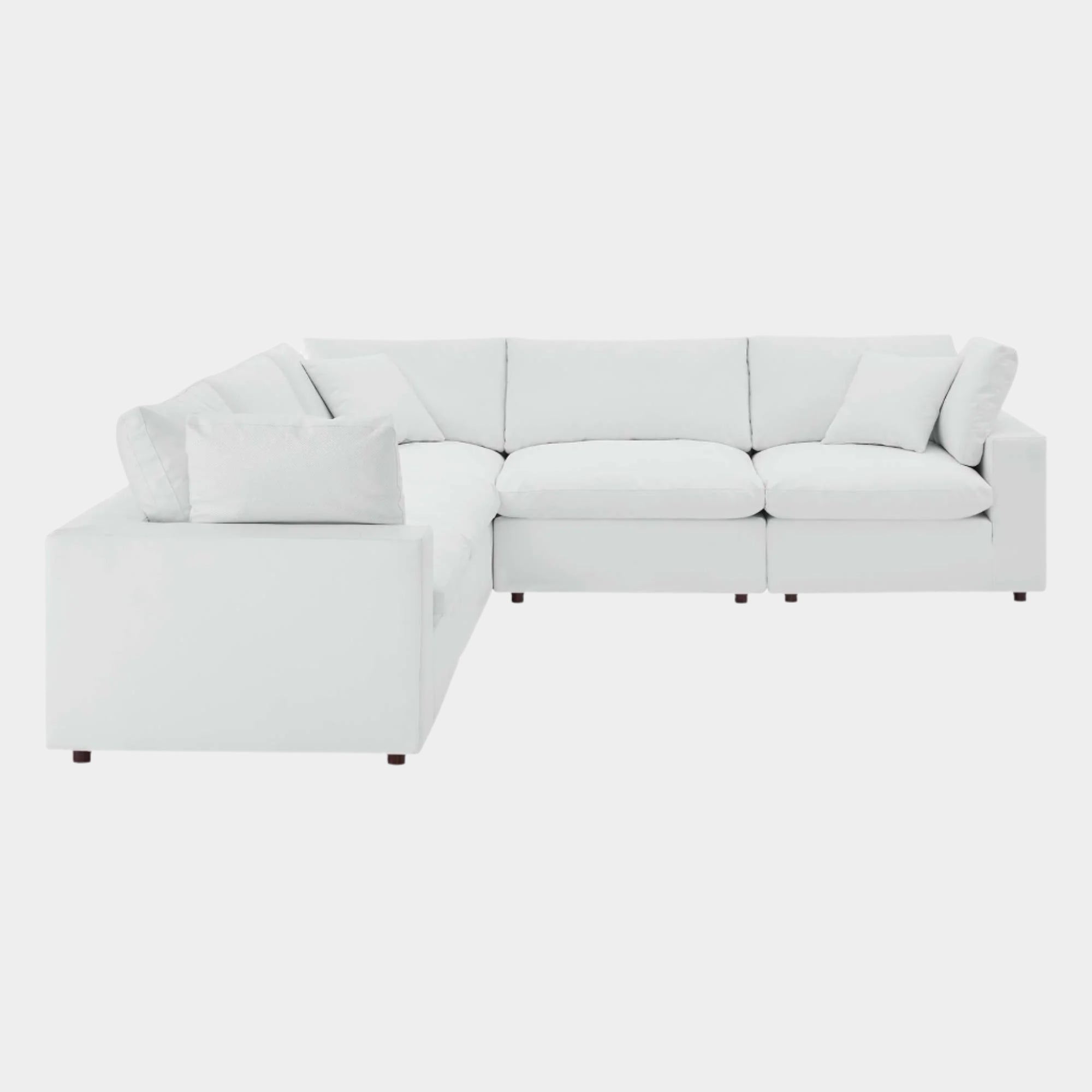 Commix Down Filled Overstuffed Vegan Leather 5-Piece Sectional Sofa