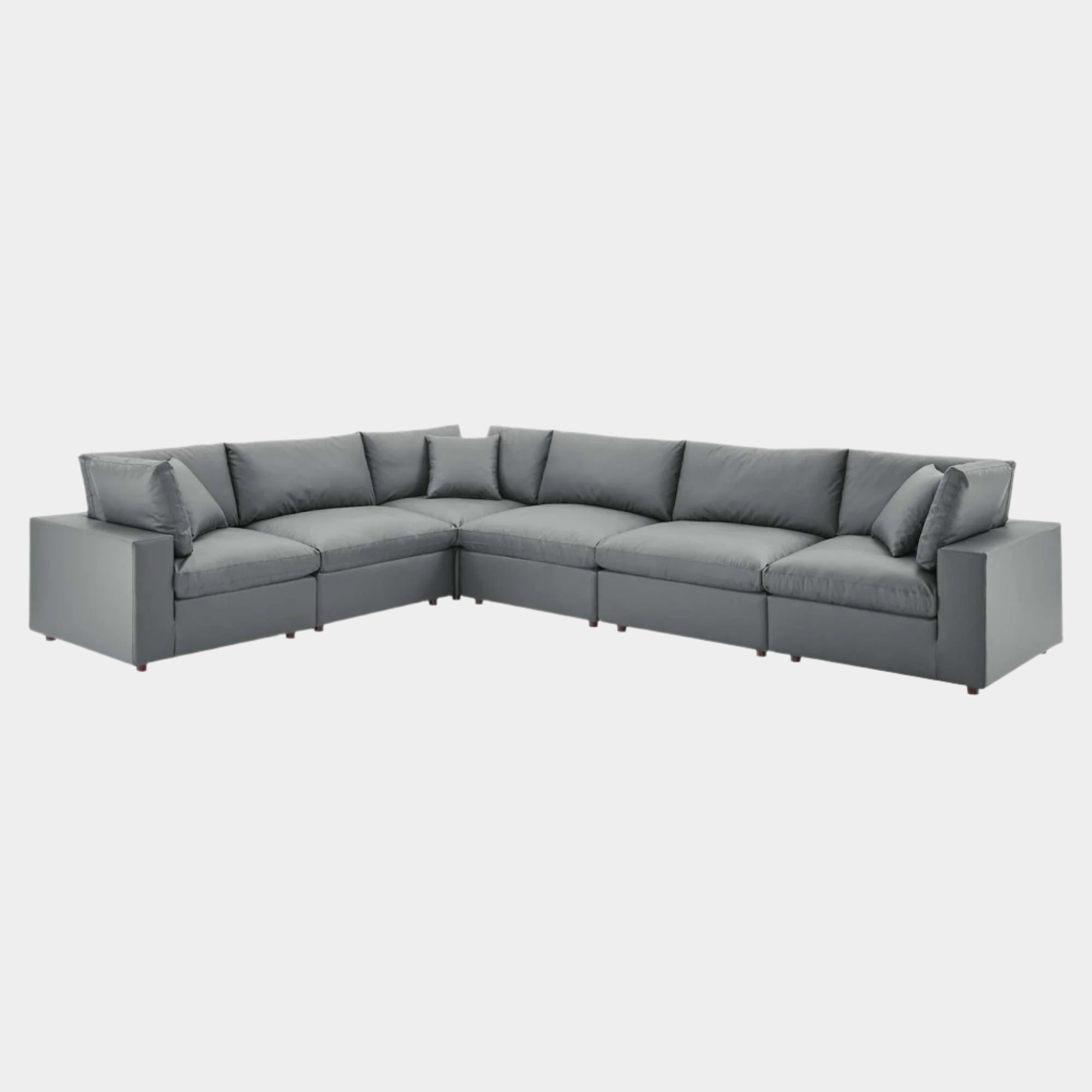 Commix Down Filled Overstuffed Vegan Leather 6-Piece Sectional Sofa