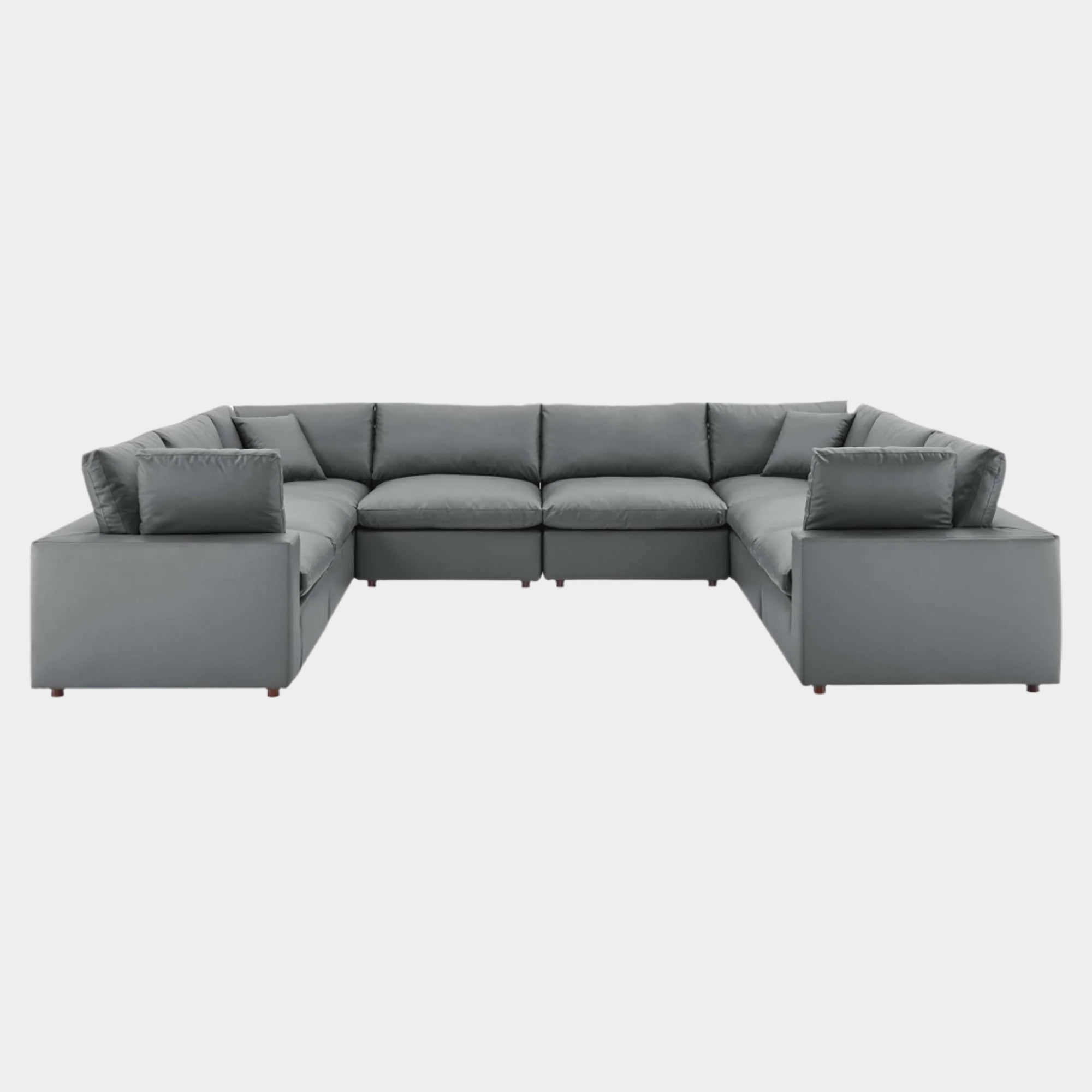 Commix Down Filled Overstuffed Vegan Leather 8-Piece Sectional Sofa