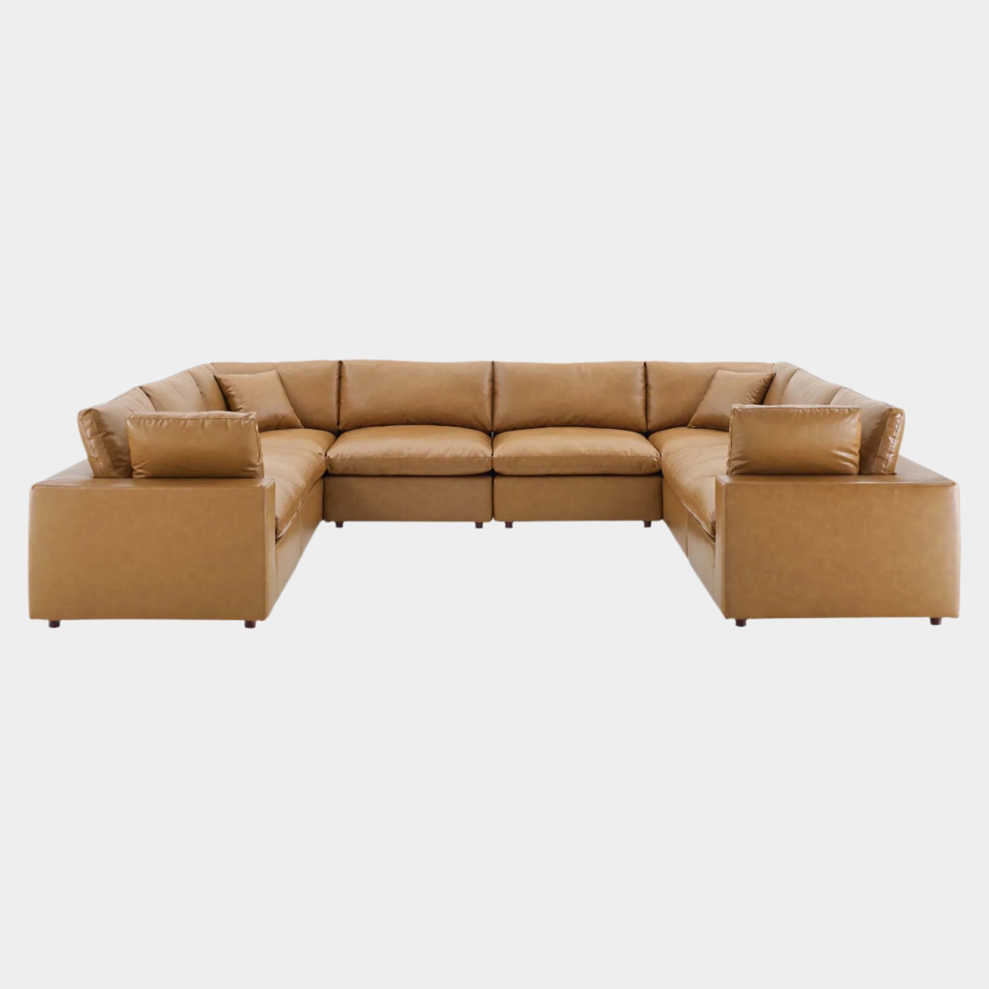 Commix Down Filled Overstuffed Vegan Leather 8-Piece Sectional Sofa