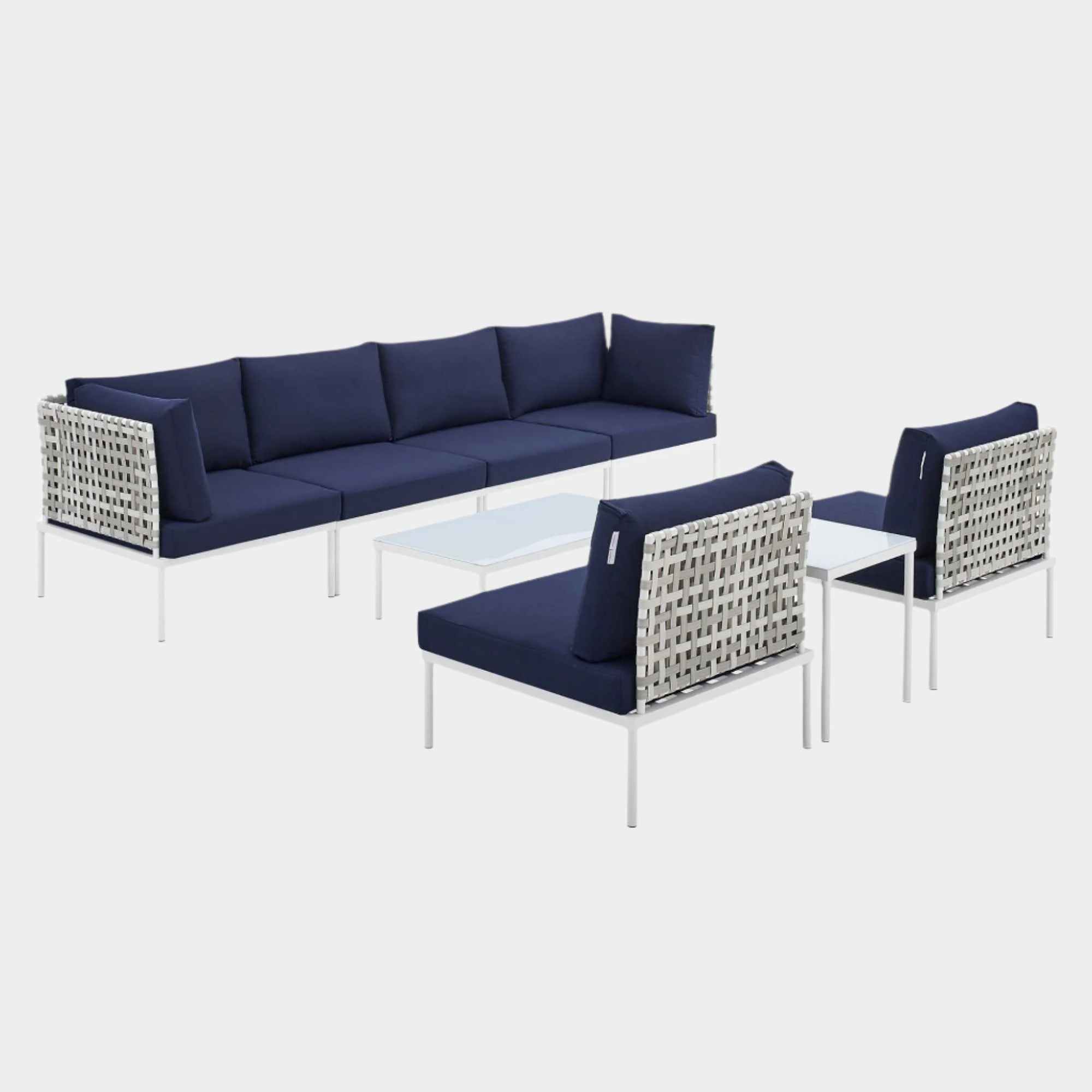Harmony 8-Piece Sunbrella® Basket Weave Outdoor Patio Aluminum Sectional Sofa Set