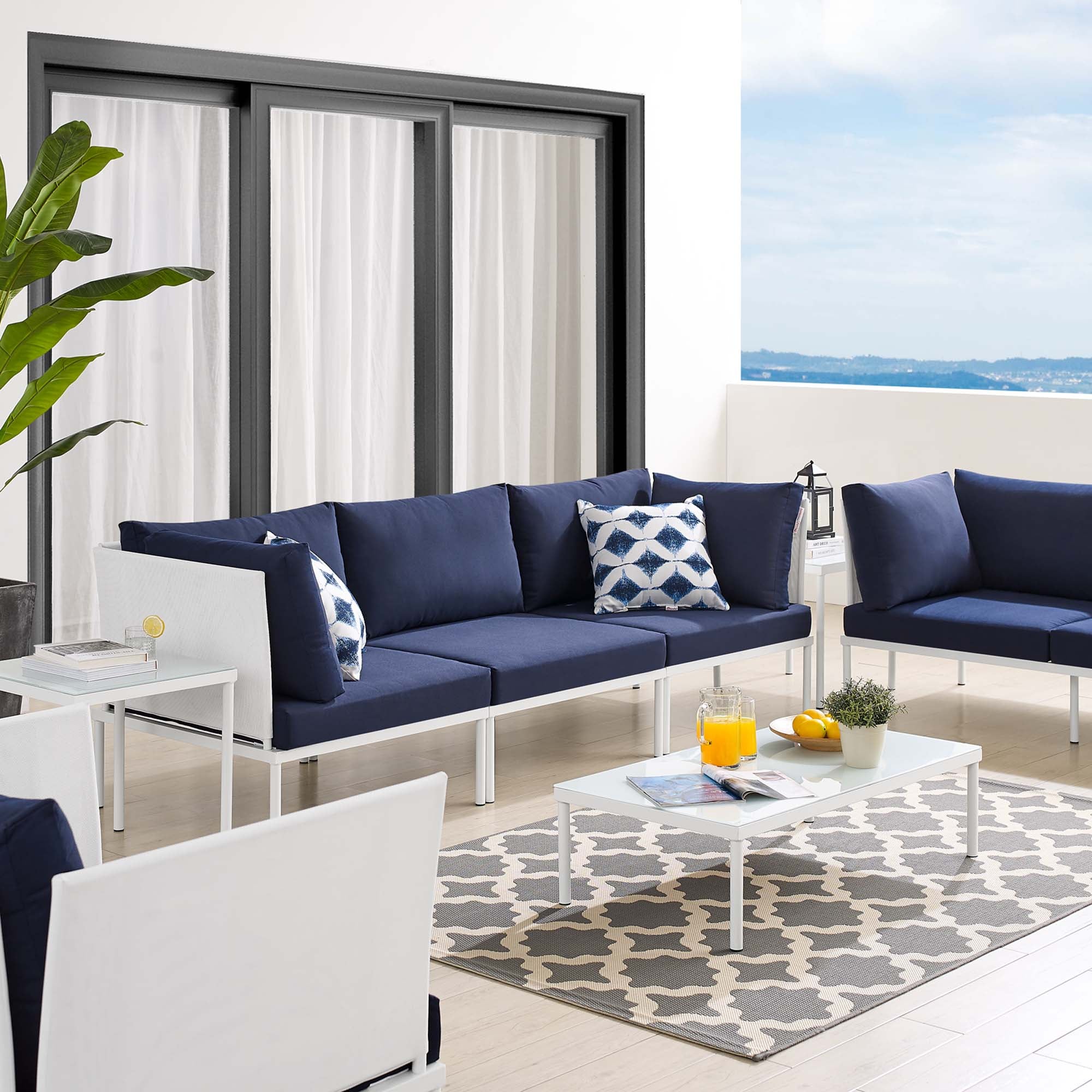 Harmony 8-Piece Sunbrella® Outdoor Patio Aluminum Seating Set