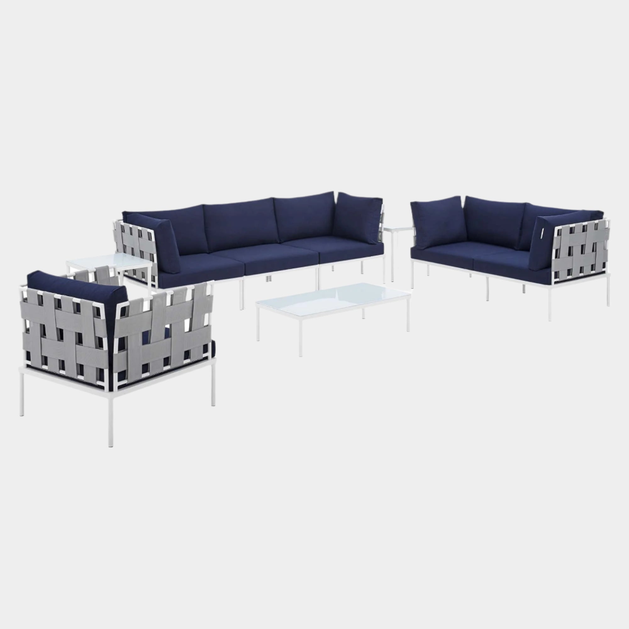 Harmony 8-Piece Sunbrella® Outdoor Patio Aluminum Seating Set