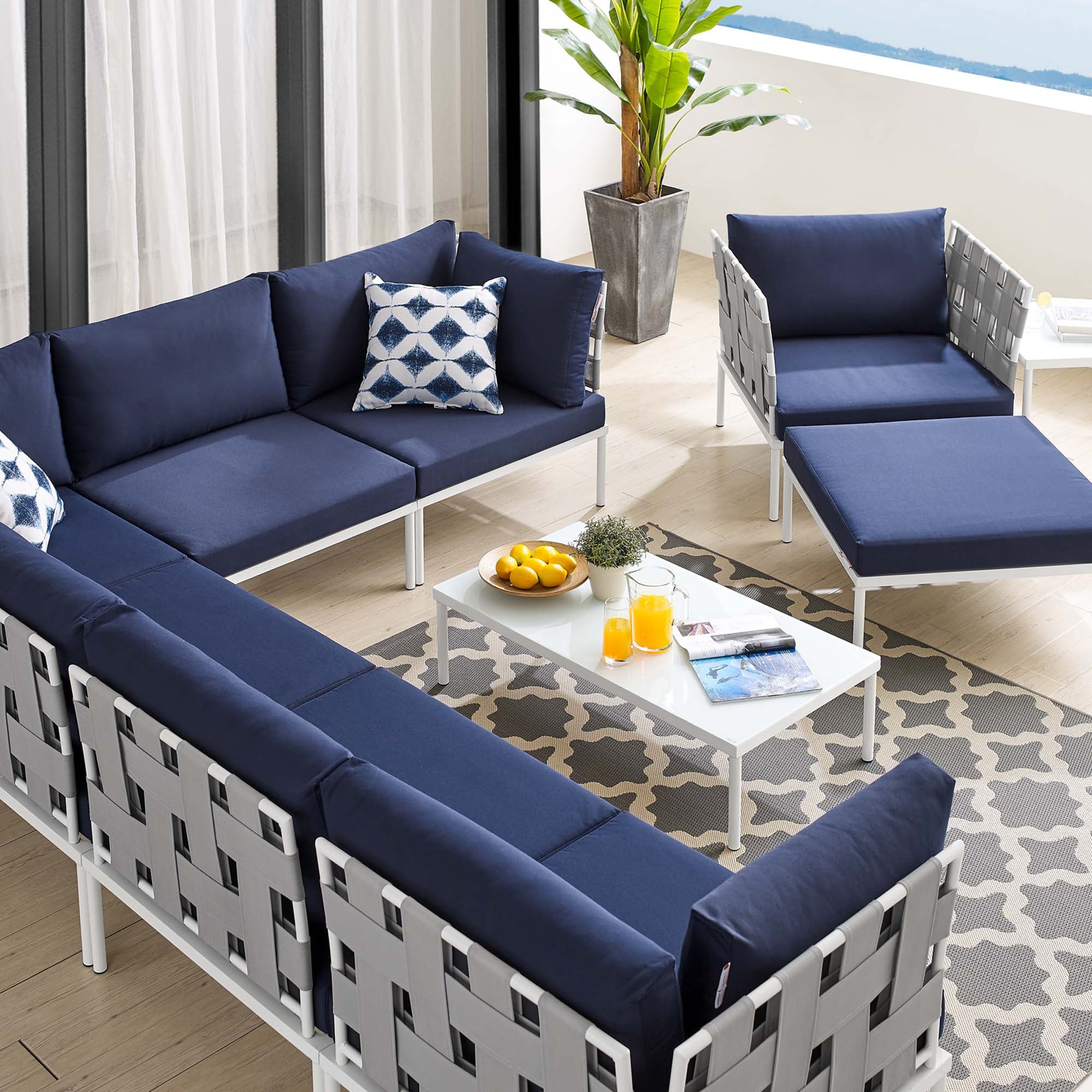 Harmony 10-Piece Sunbrella® Outdoor Patio Aluminum Sectional Sofa Set