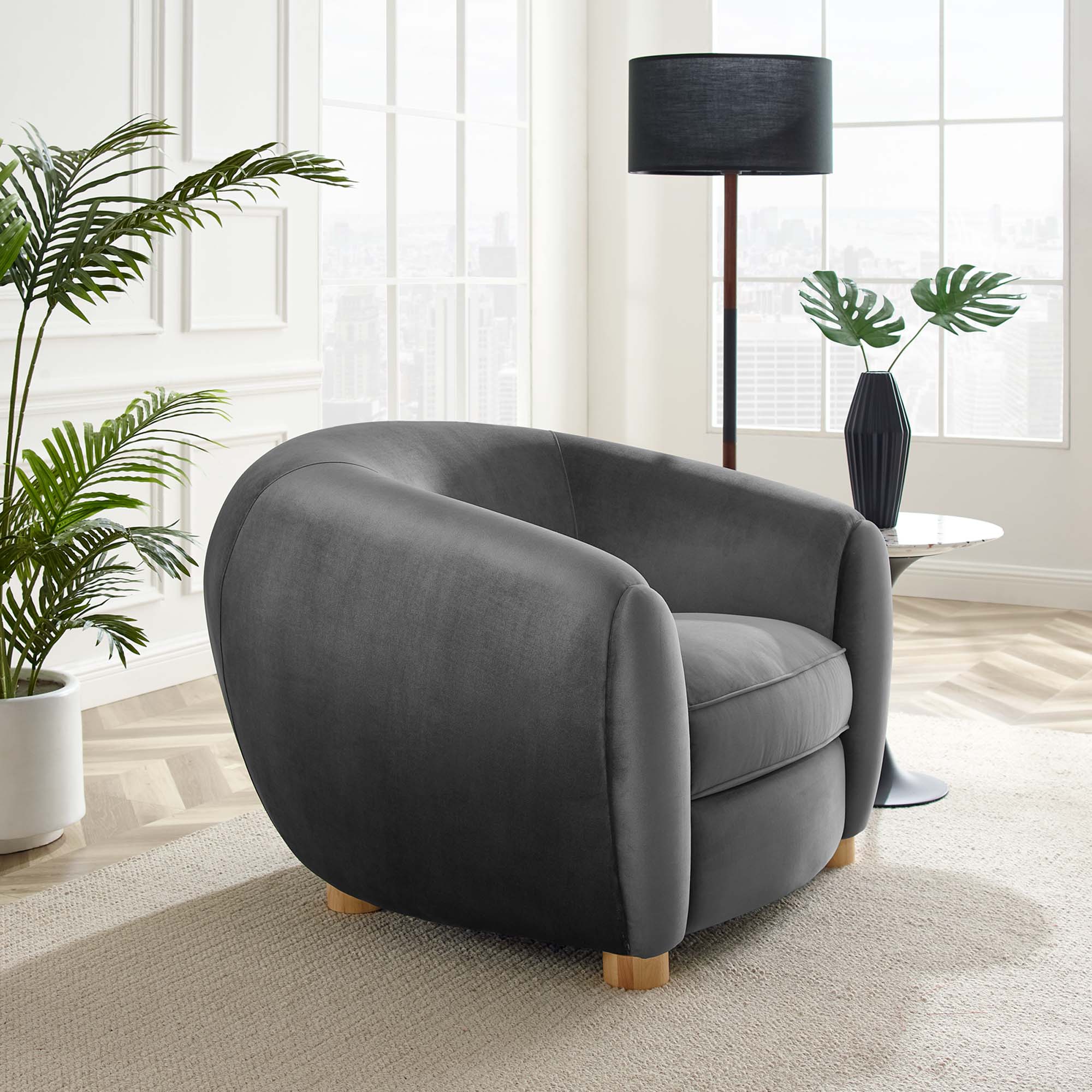 Fauteuil en velours Abundant Performance