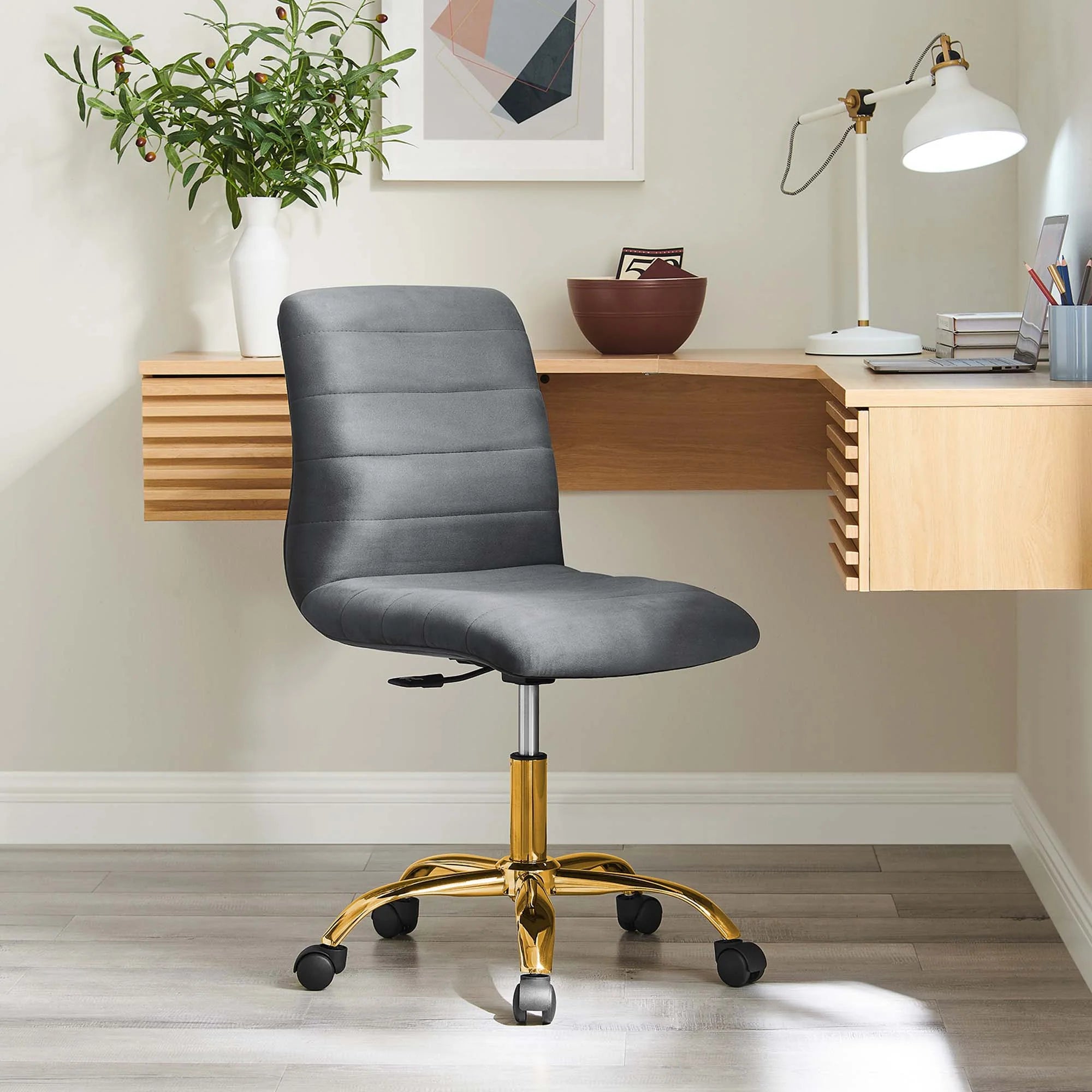 Ripple Armless Performance Velvet Office Chair