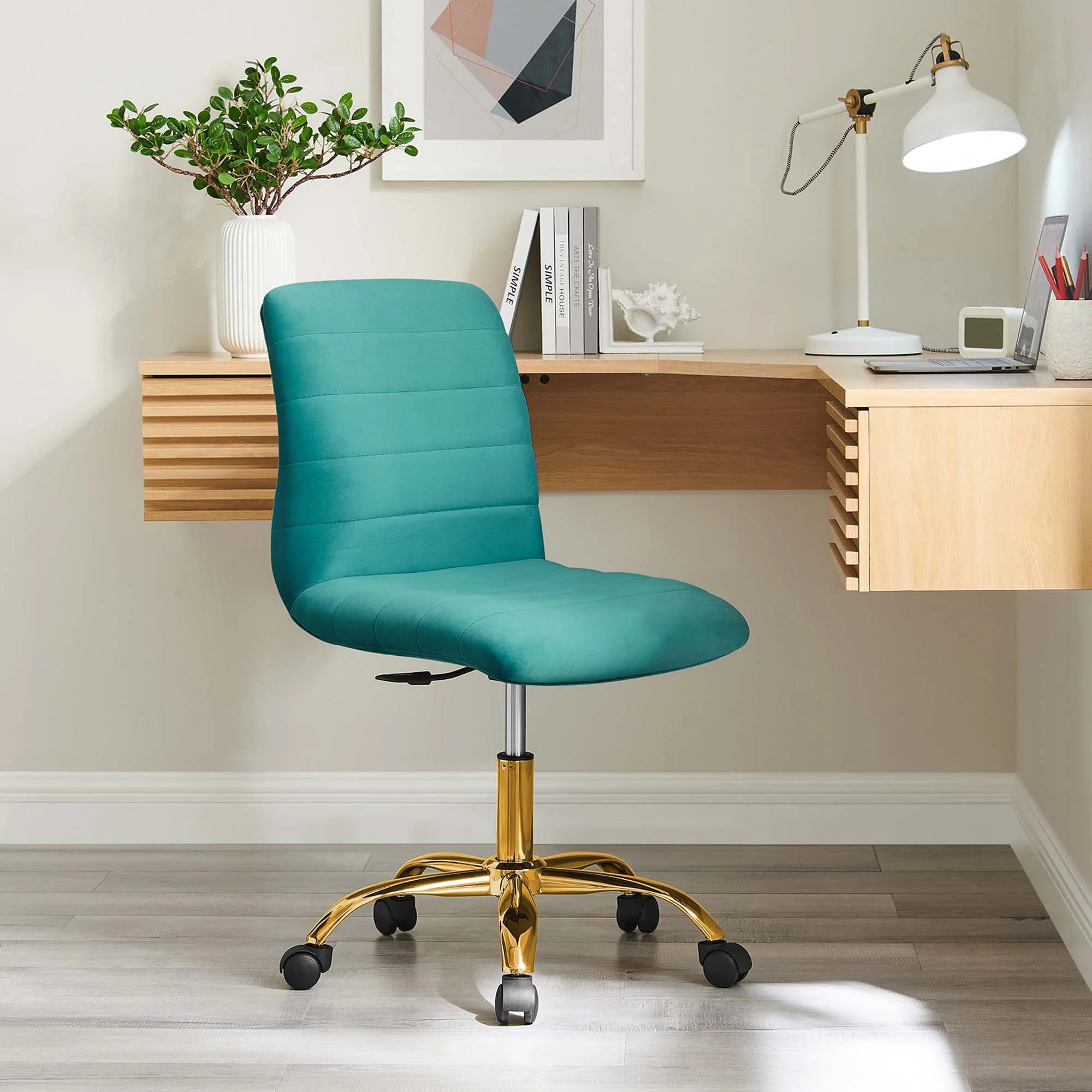 Ripple Armless Performance Velvet Office Chair