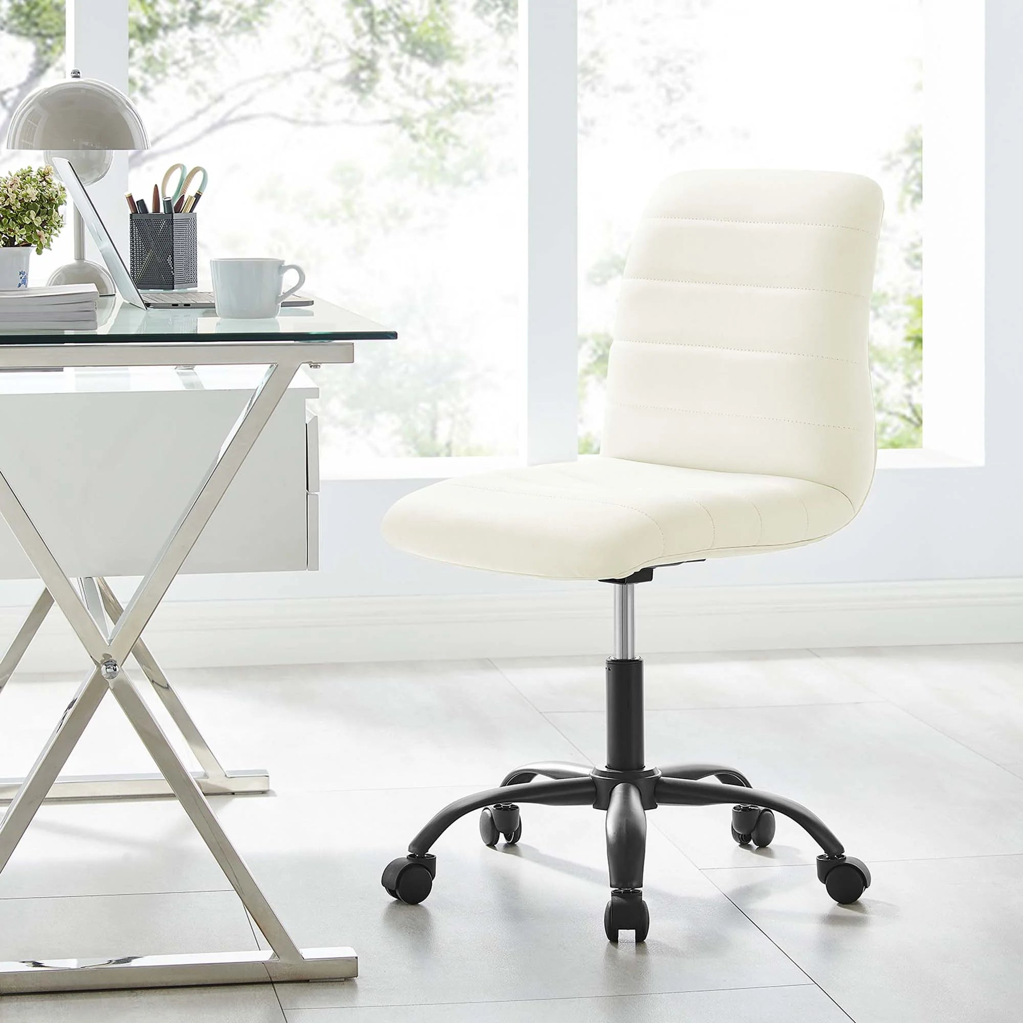 Ripple Armless Vegan Leather Office Chair