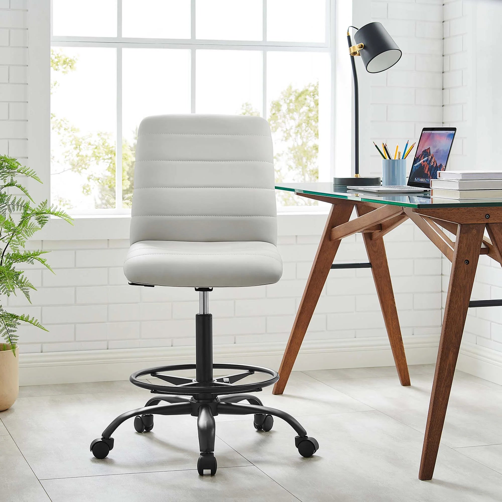 Ripple Armless Vegan Leather Drafting Chair