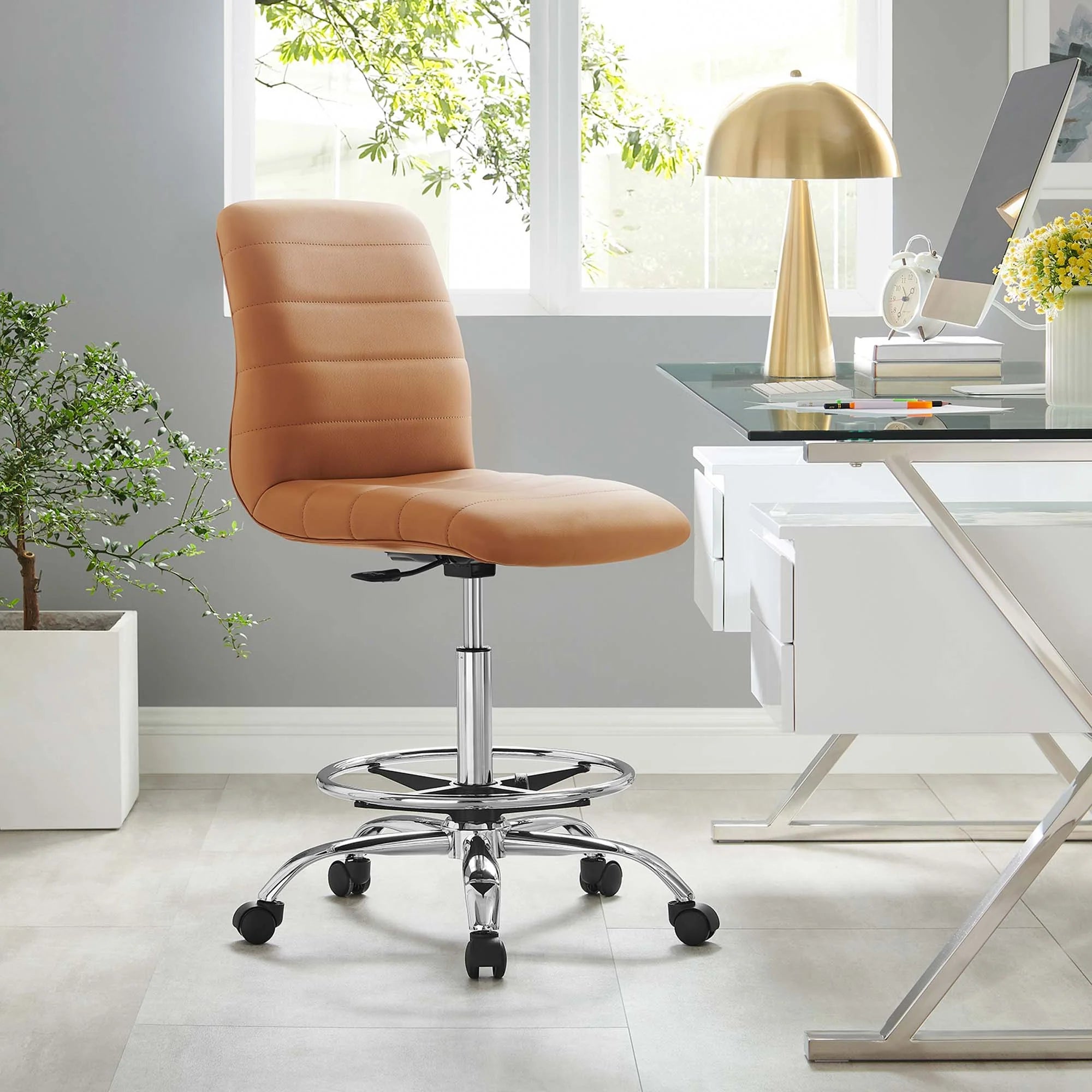 Ripple Armless Vegan Leather Drafting Chair