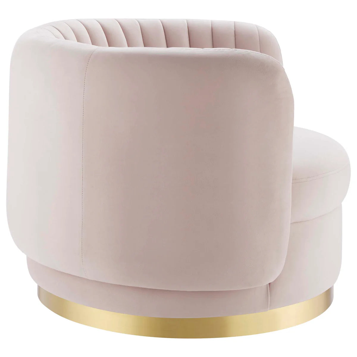 Embrace Tufted Performance Velvet Swivel Chair in Gold Pink