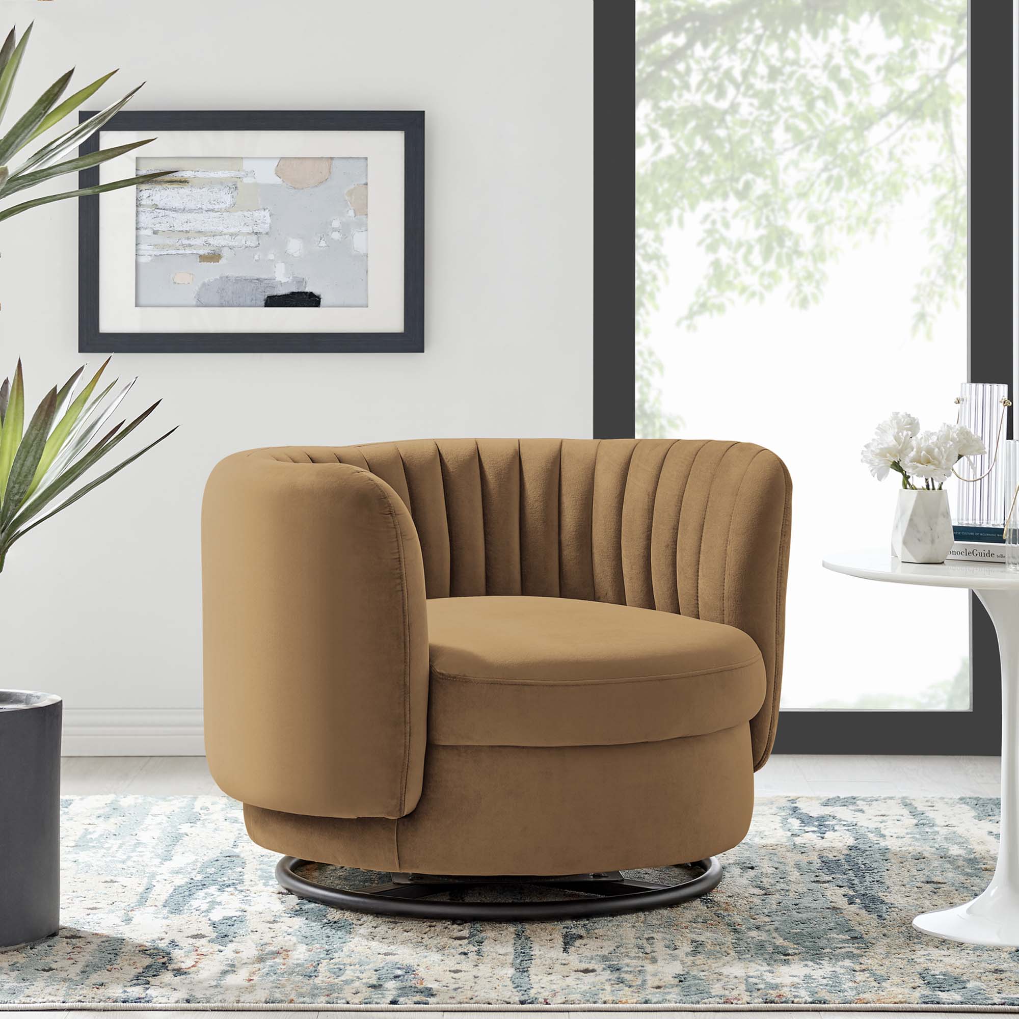 Embrace Tufted Performance Velvet Swivel Chair