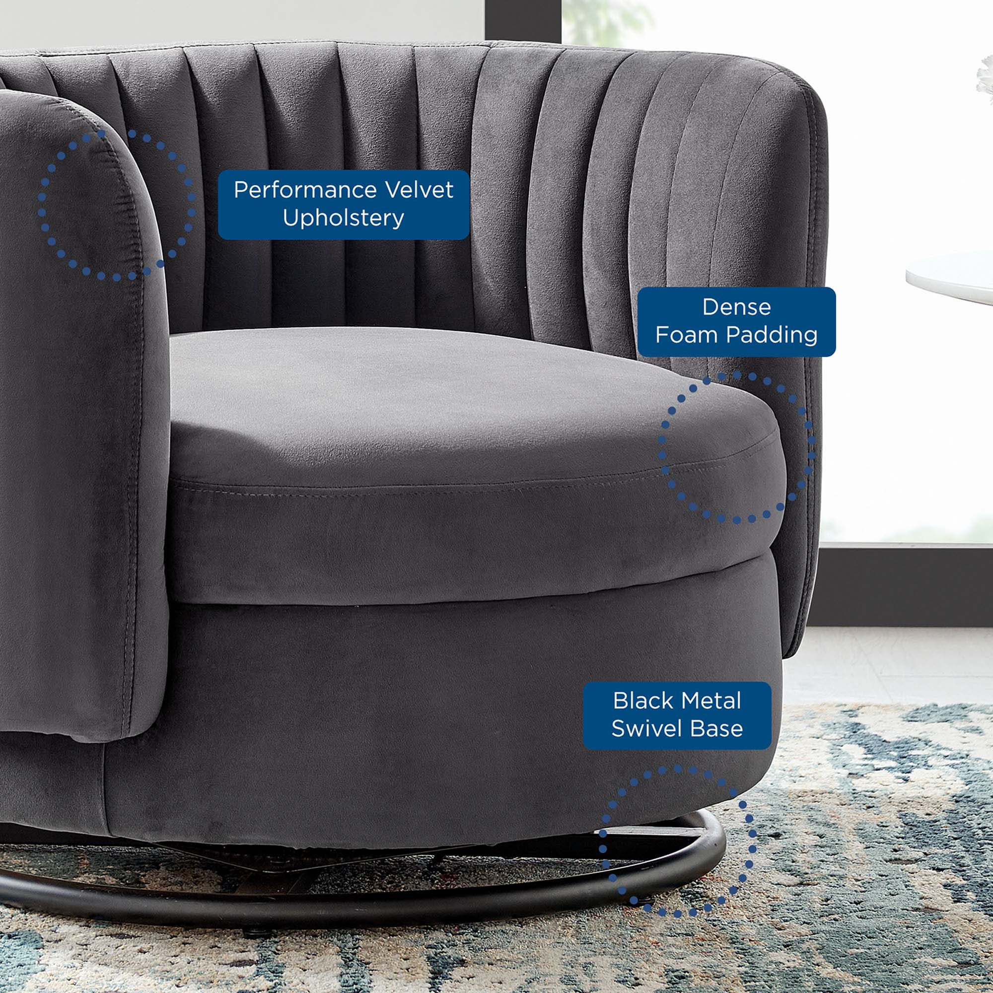 Embrace Tufted Performance Velvet Swivel Chair