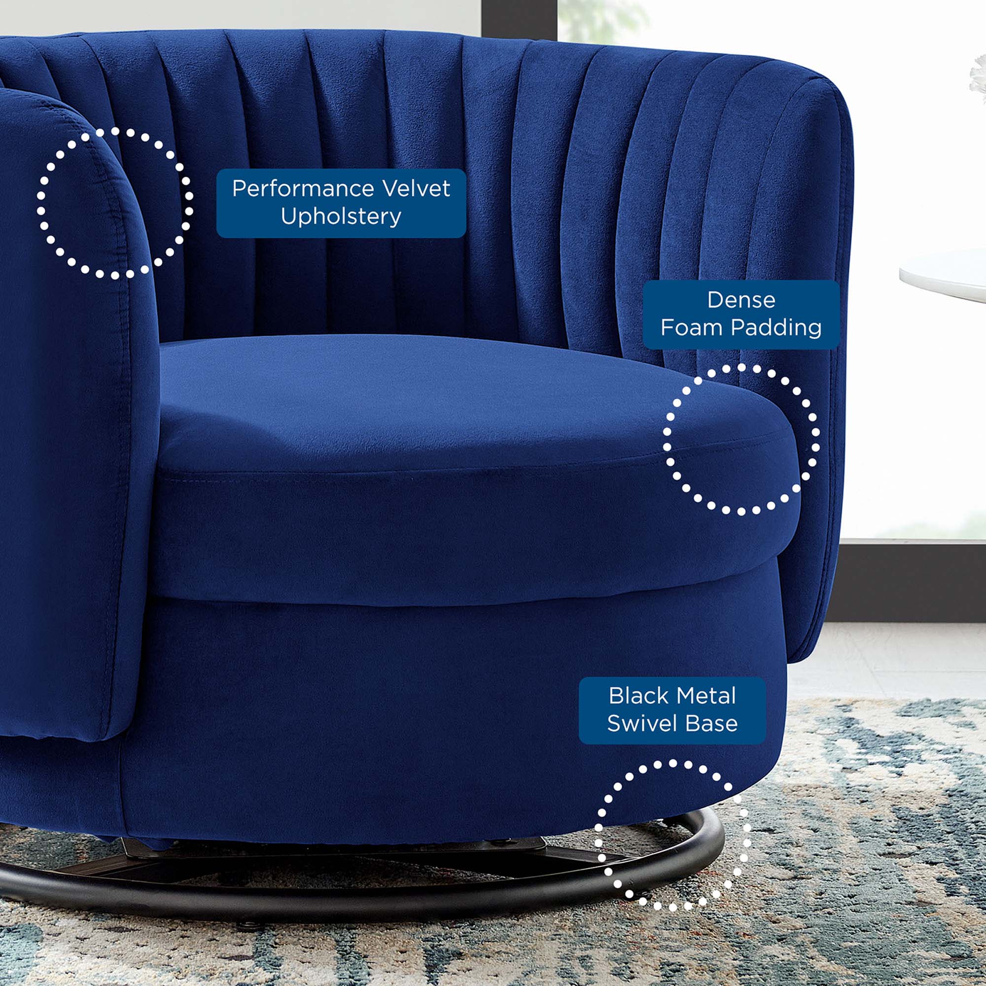 Embrace Tufted Performance Velvet Swivel Chair